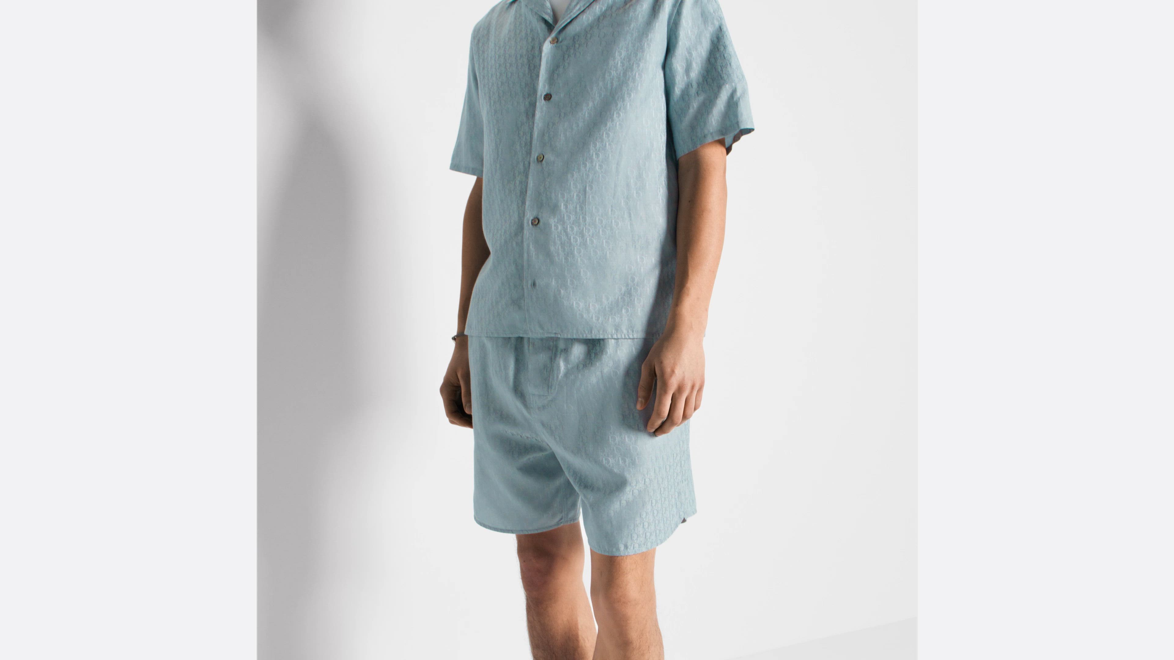 DIOR ショートスリーブ シルクシャツ ライトグレー系 DIOR