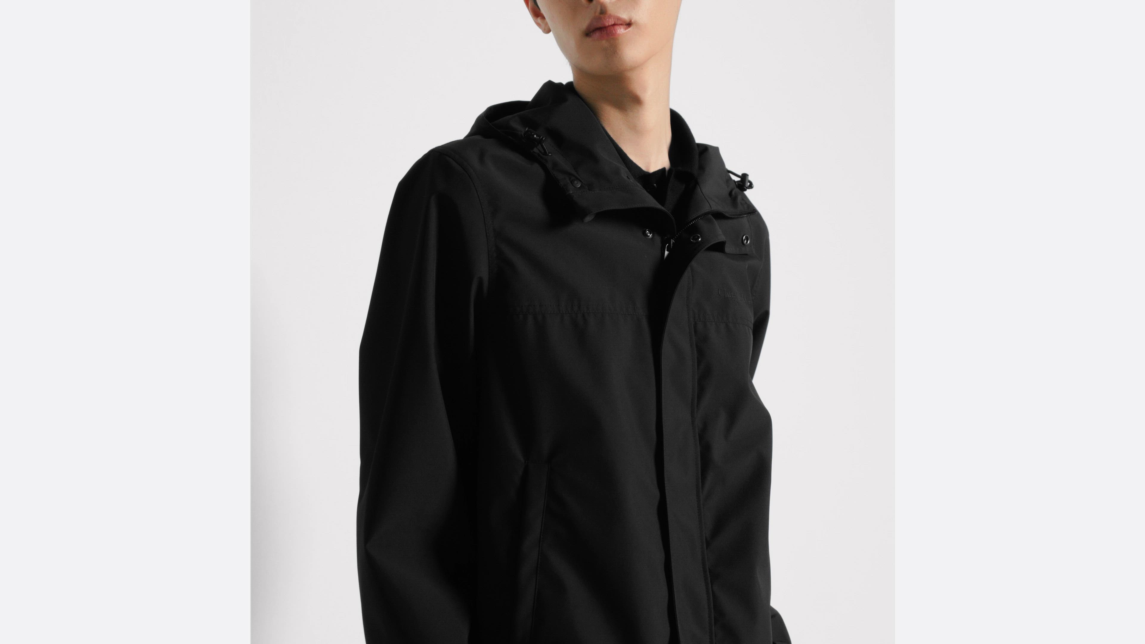 Blouson à capuche Christian Dior Couture Toile technique noire DIOR