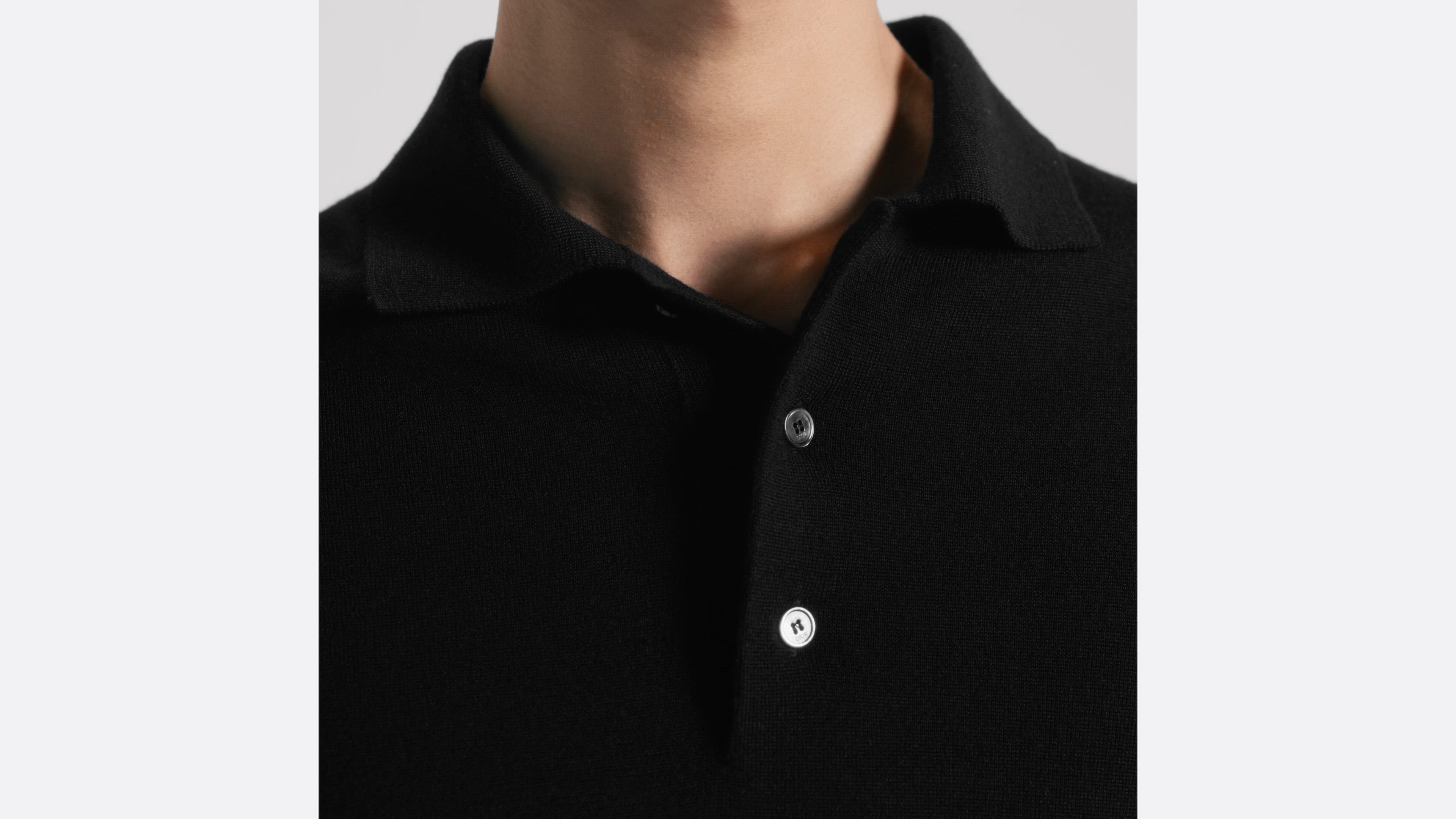 CD Icon Long-Sleeved Polo Shirt Black Cashmere Jersey | DIOR