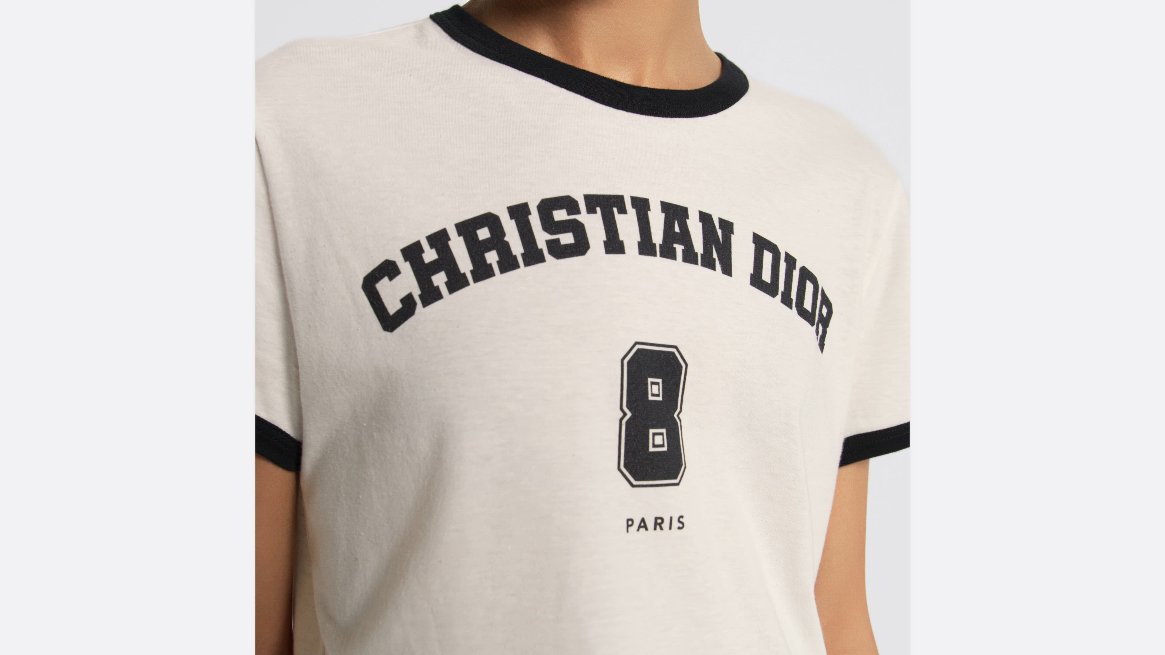 T-Shirt White and Black Cotton and Linen Jersey | DIOR