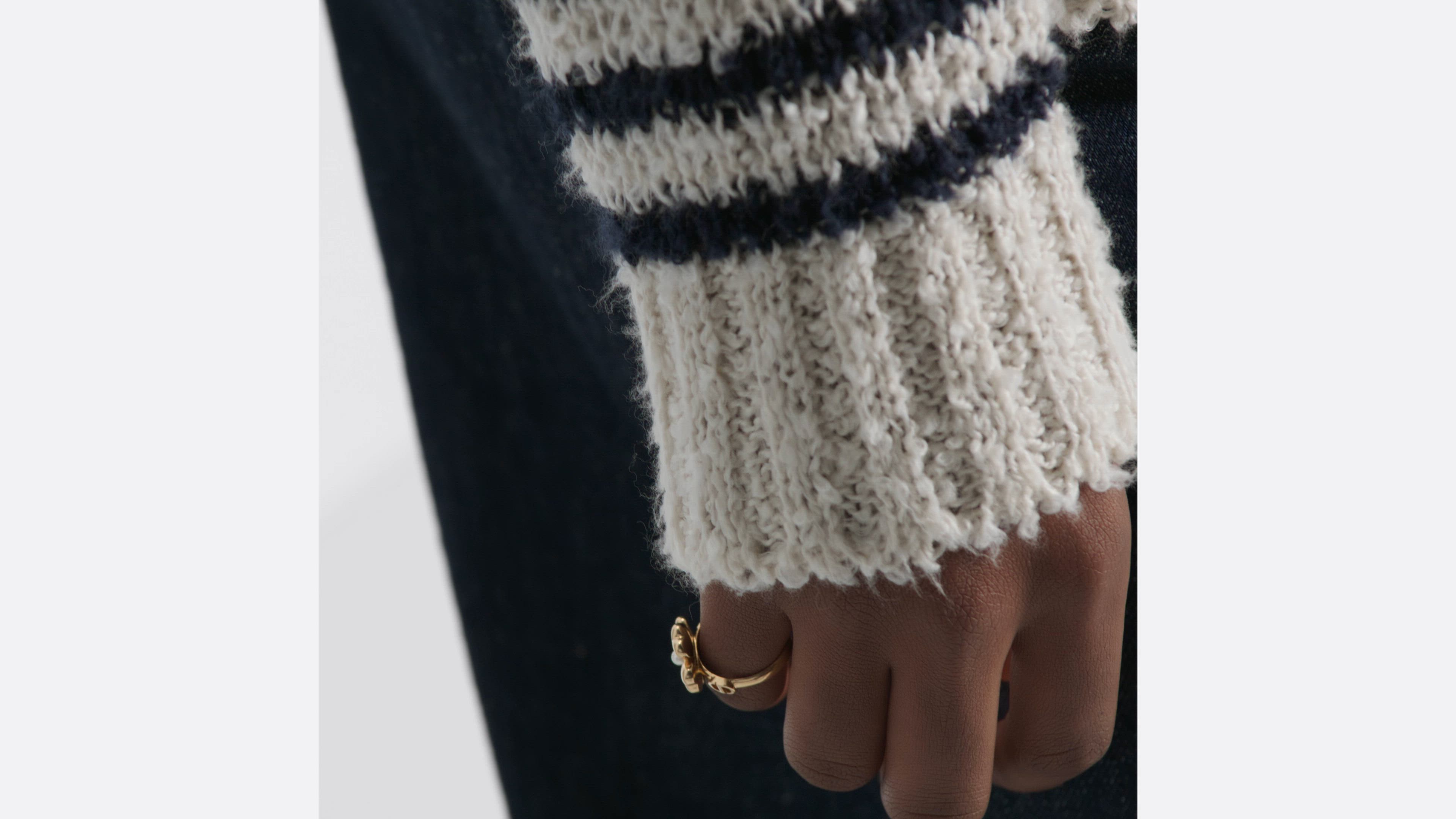 Dior Marinière Cardigan White and Navy Blue Cotton and Silk Knit