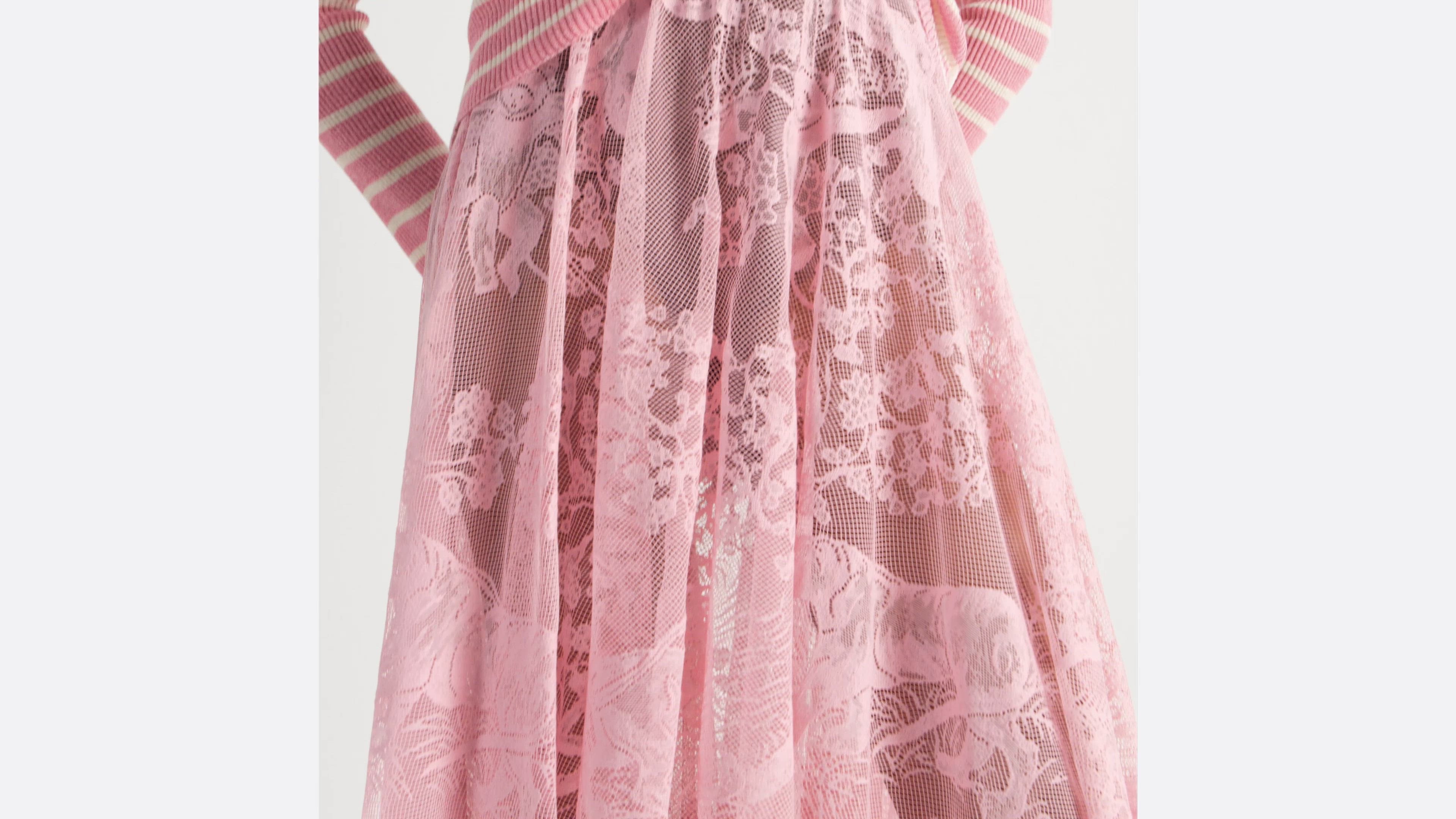 Dioriviera Mid-Length Flared Skirt Cherry Blossom Pink Toile de