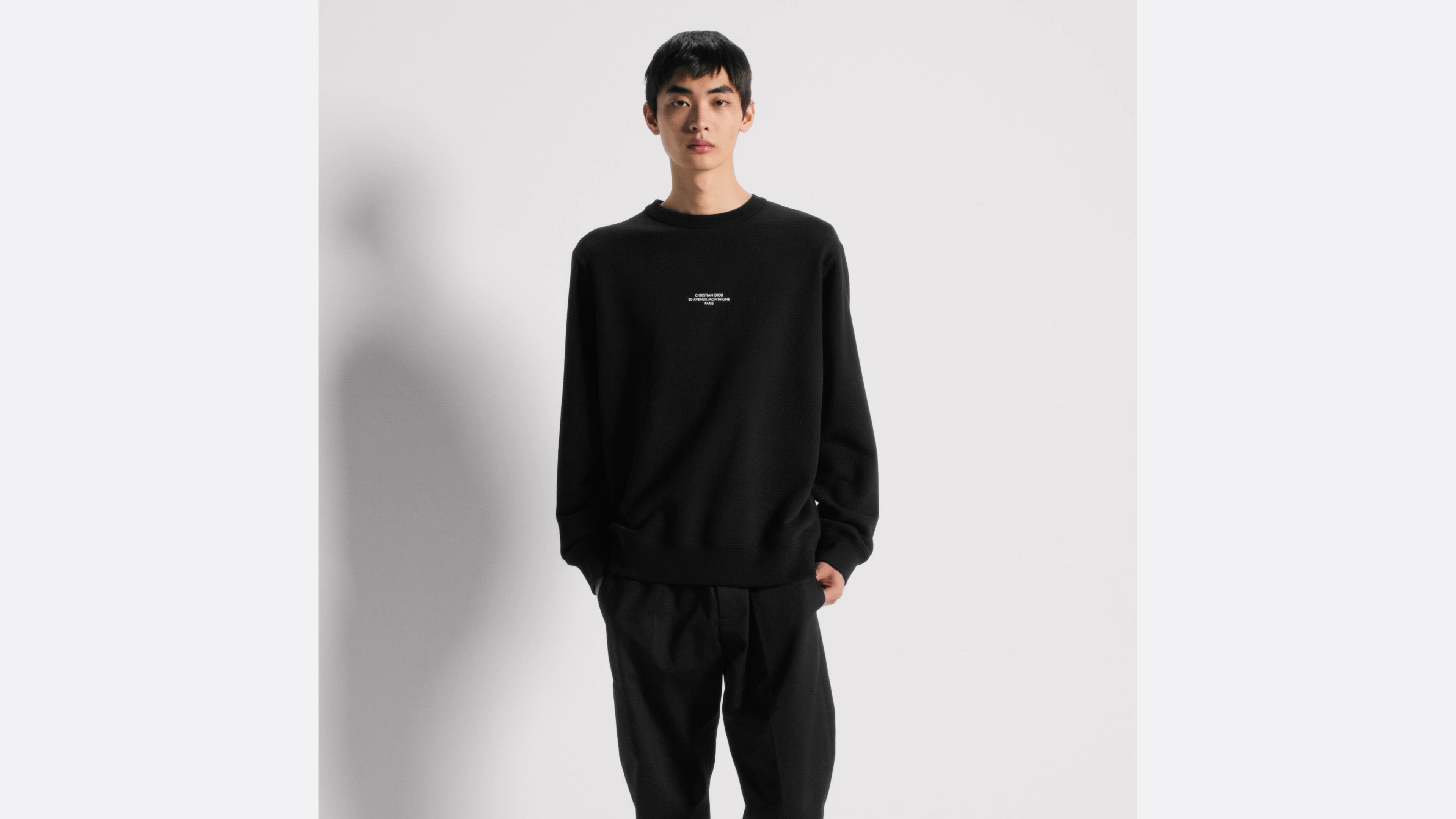 Dior Montaigne Sweatshirt Black Cotton Fleece | DIOR