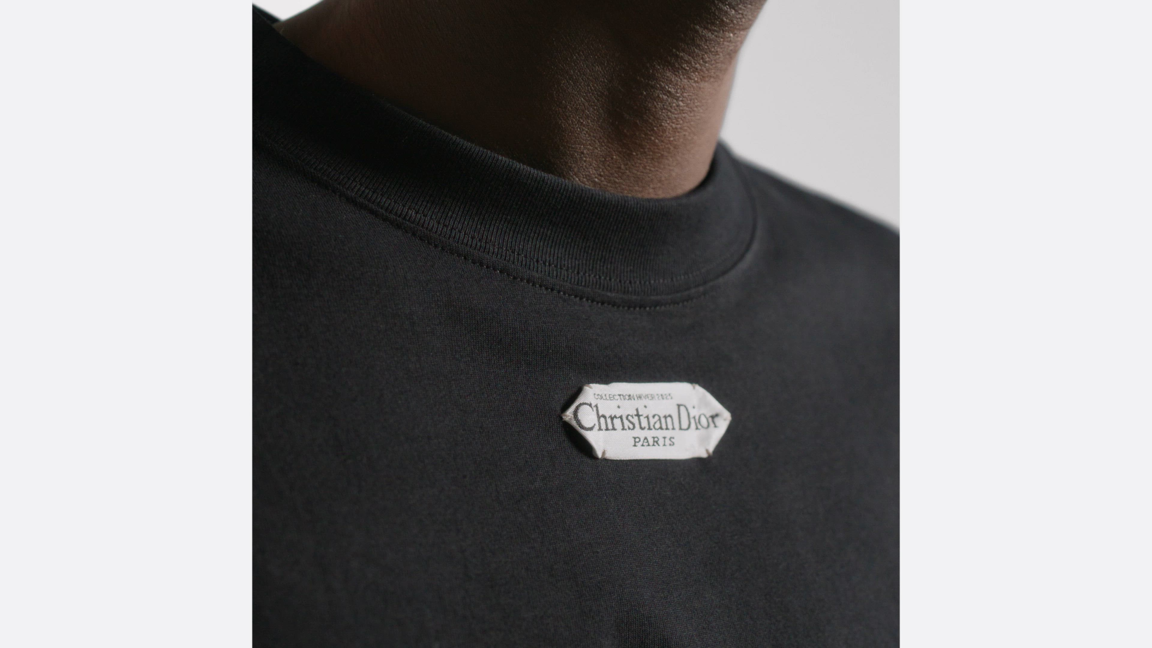 T-Shirt with Christian Dior Paris Tag, Relaxed Fit Black Cotton