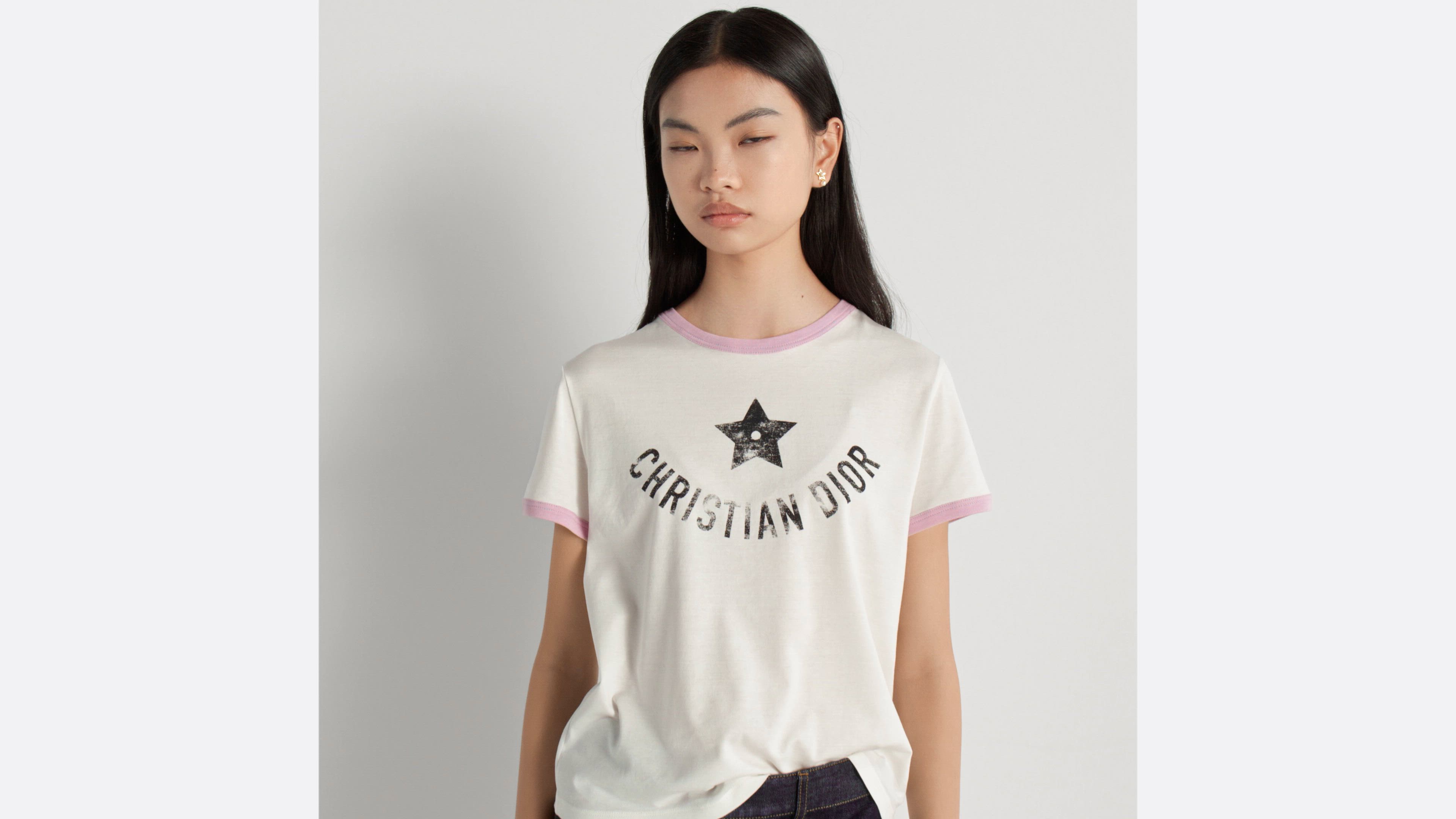 クリスチャンディオール　新作　Dioriviera Tシャツ　xs Dioriviera T-Shirt White, Black and Pink Cotton Jersey | DIOR