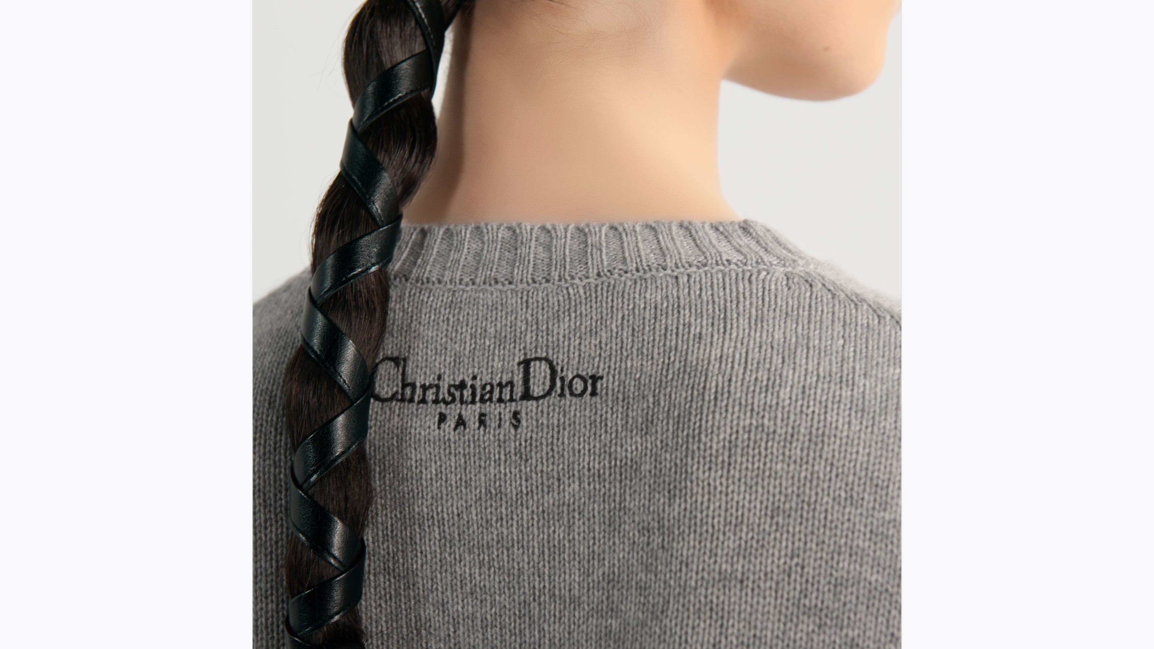 Embroidered Sweater Gray Cashmere Knit with Multicolor Dior Pine