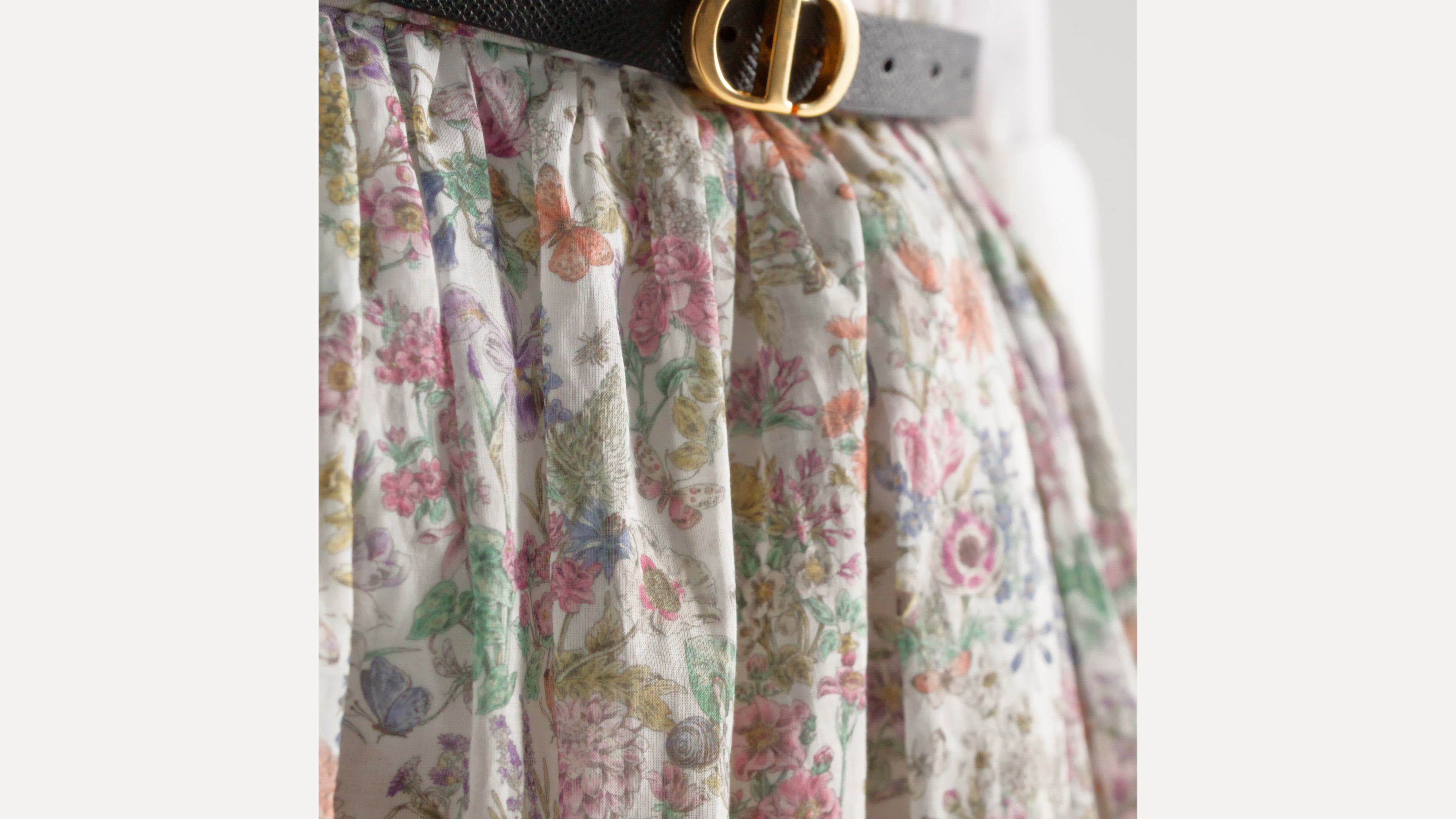 DIOR | フレア ミディスカート Dior Flowers Calendar Allover