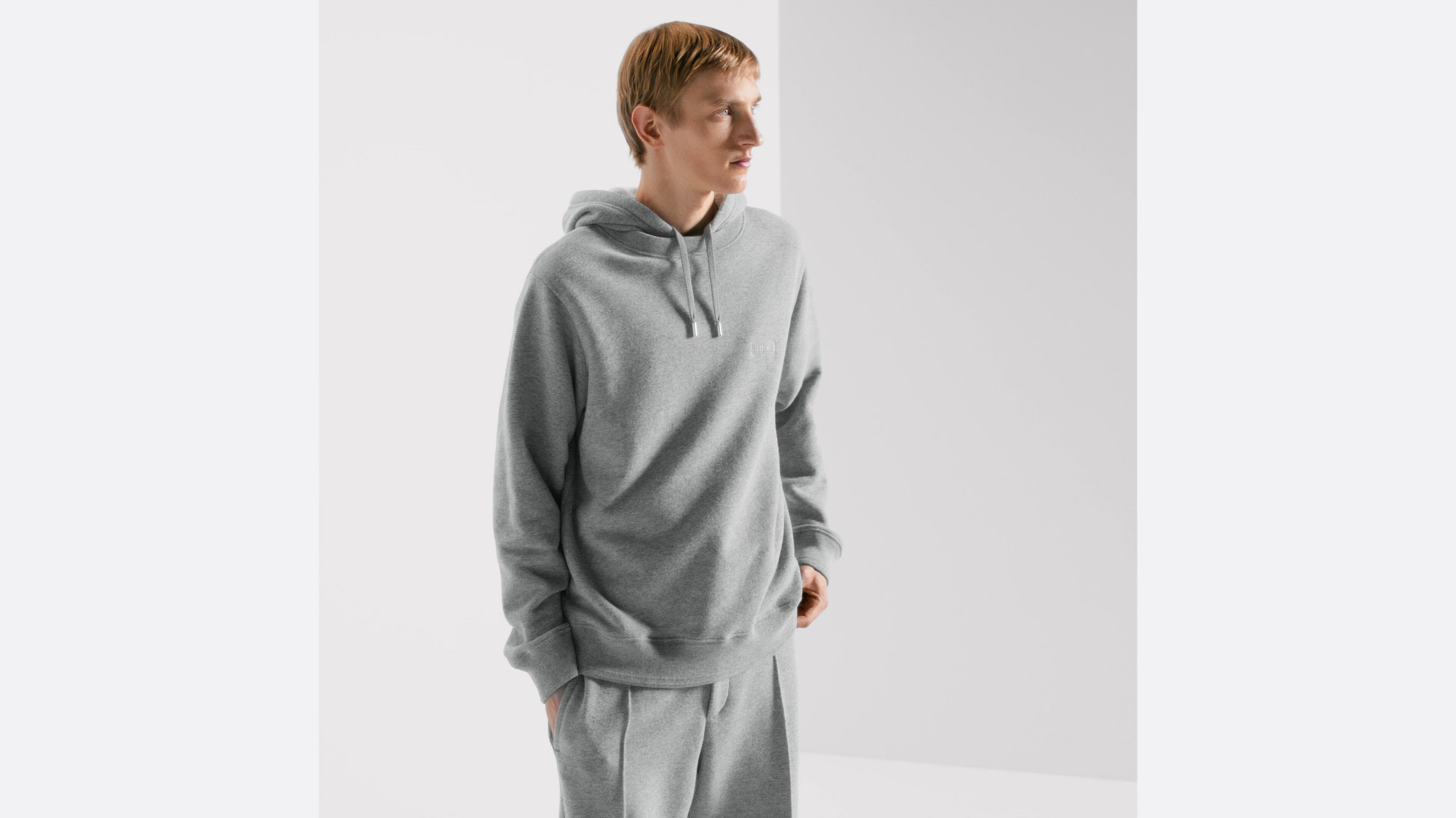 Dior Icons Hooded Sweatshirt Gray Heathered Cashmere- and Cotton