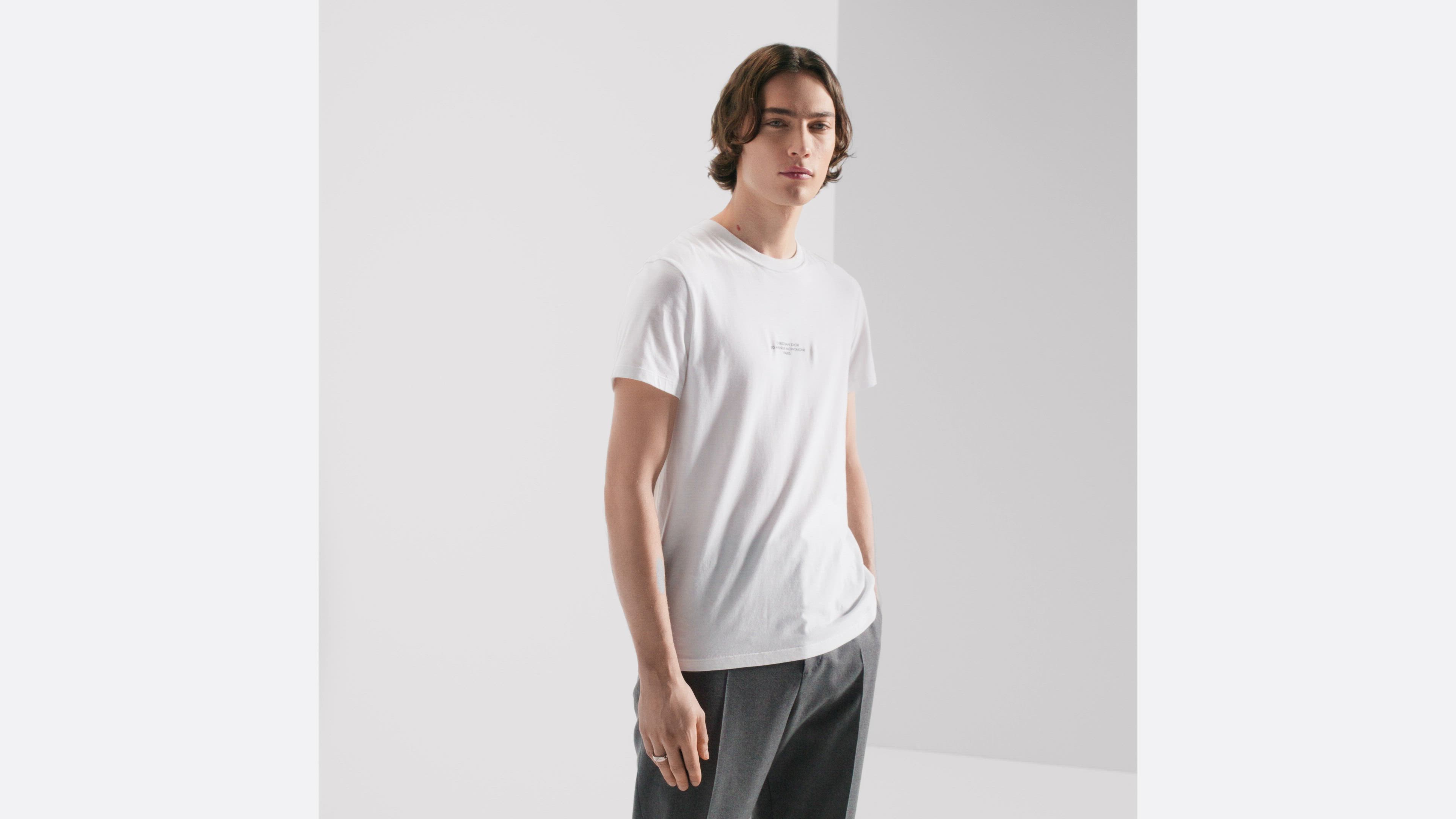Dior Montaigne T-Shirt, Regular Fit White Mercerized Cotton Jersey