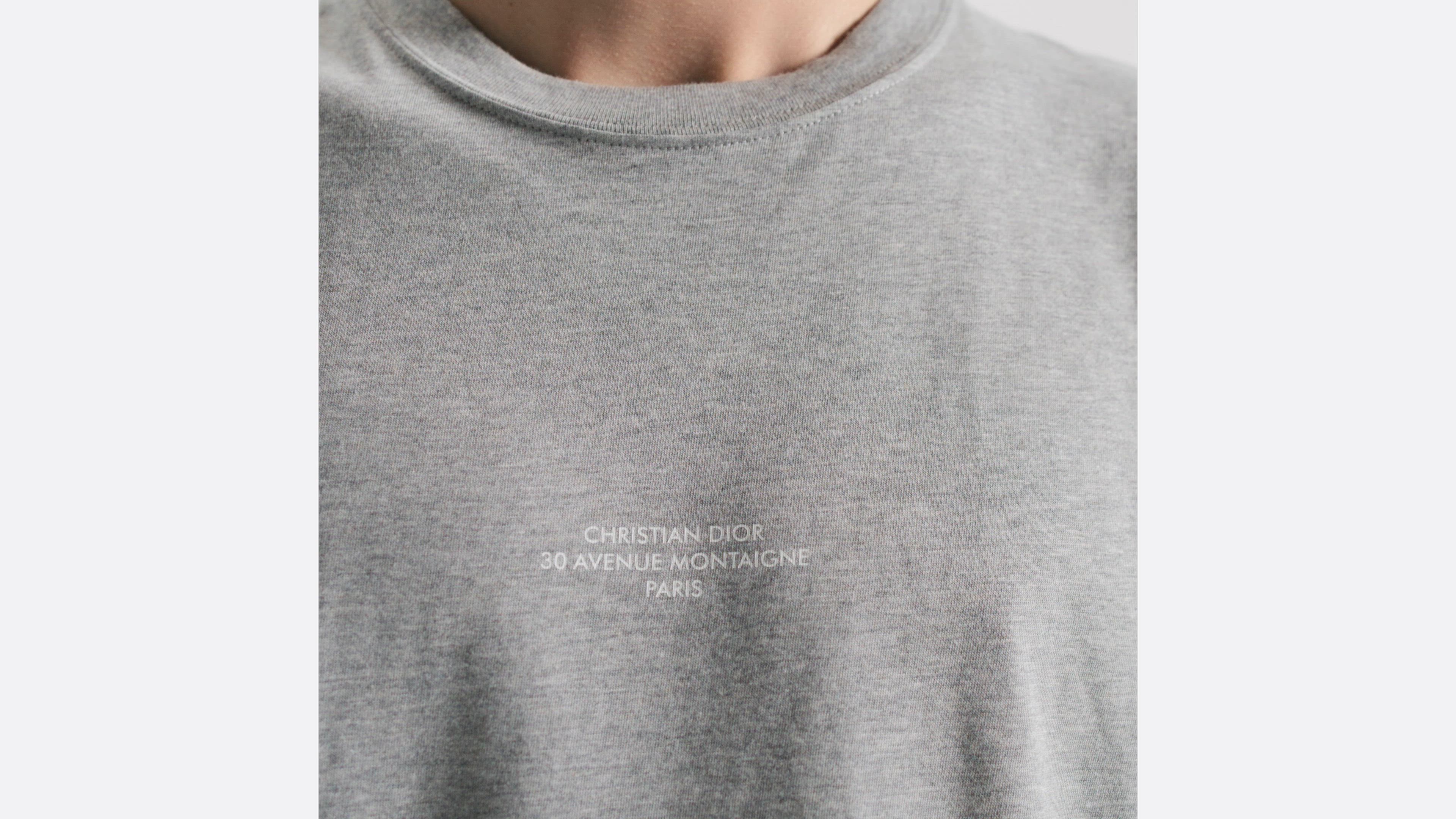 Dior Montaigne T-Shirt, Regular Fit Gray Cotton Jersey | DIOR