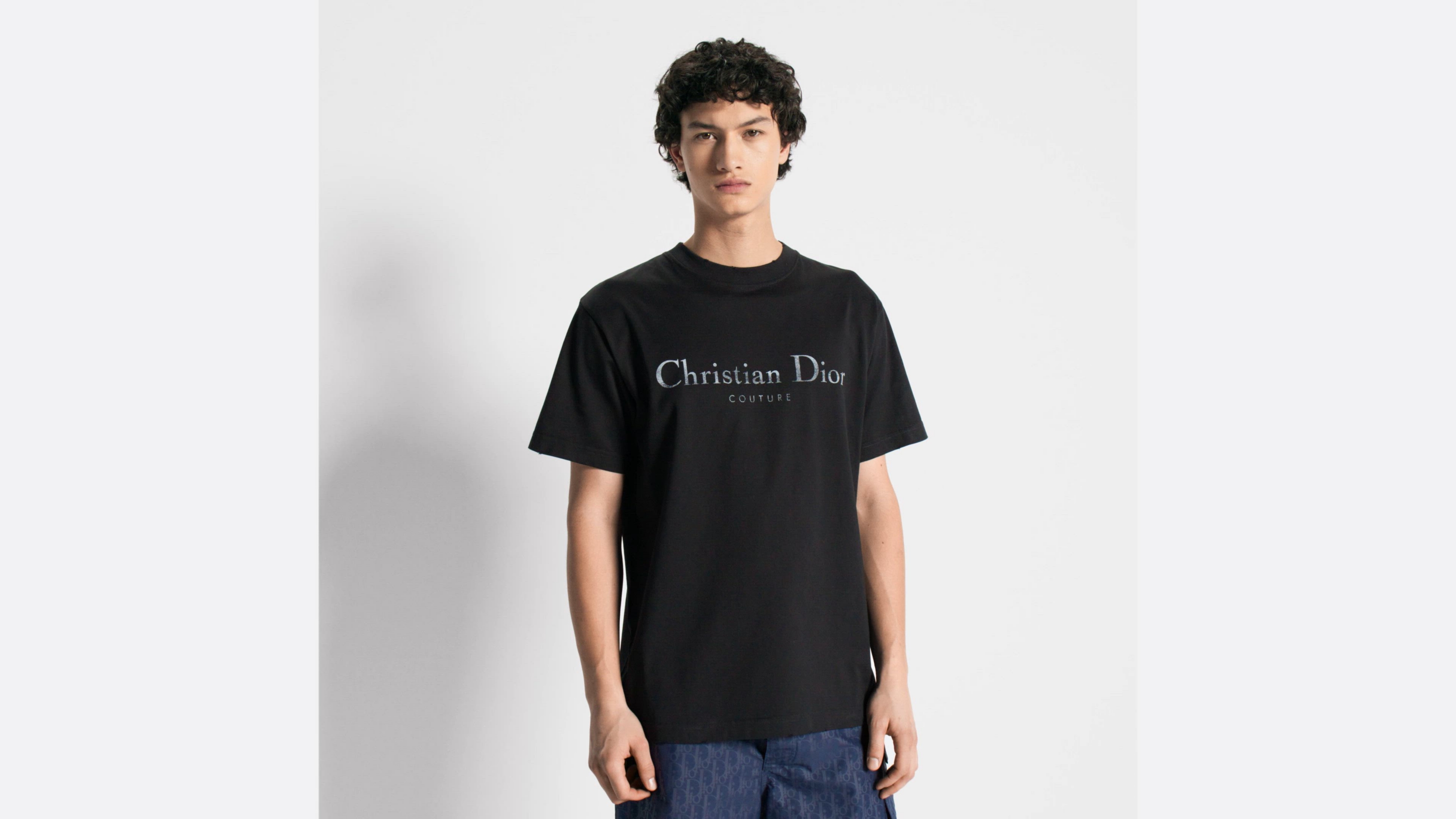Christian Dior Couture T-Shirt, Relaxed Fit Black Distressed
