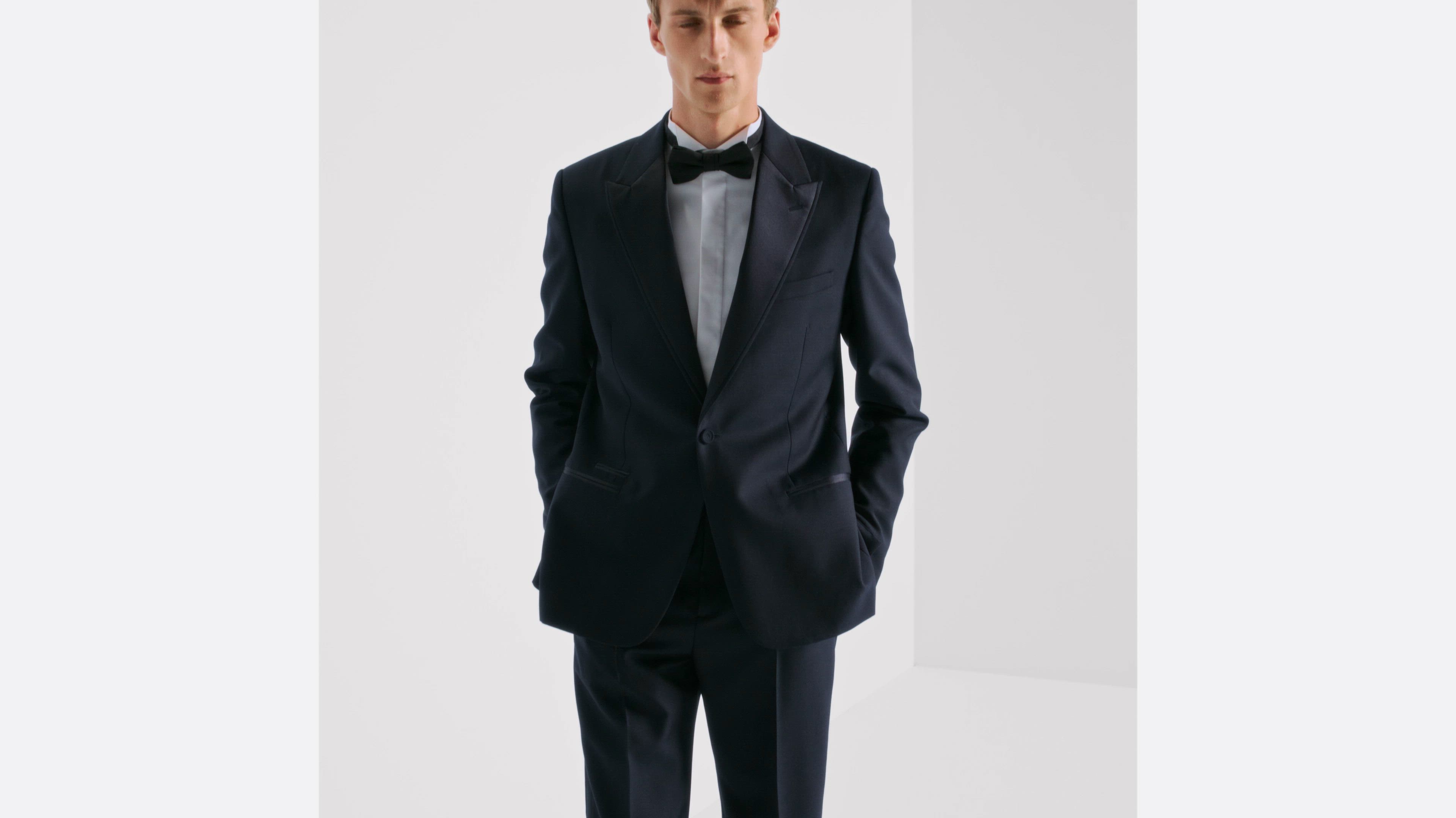 Pants with Satin Detailing Blue Wool and Mohair Jacquard | DIOR display picture 1
