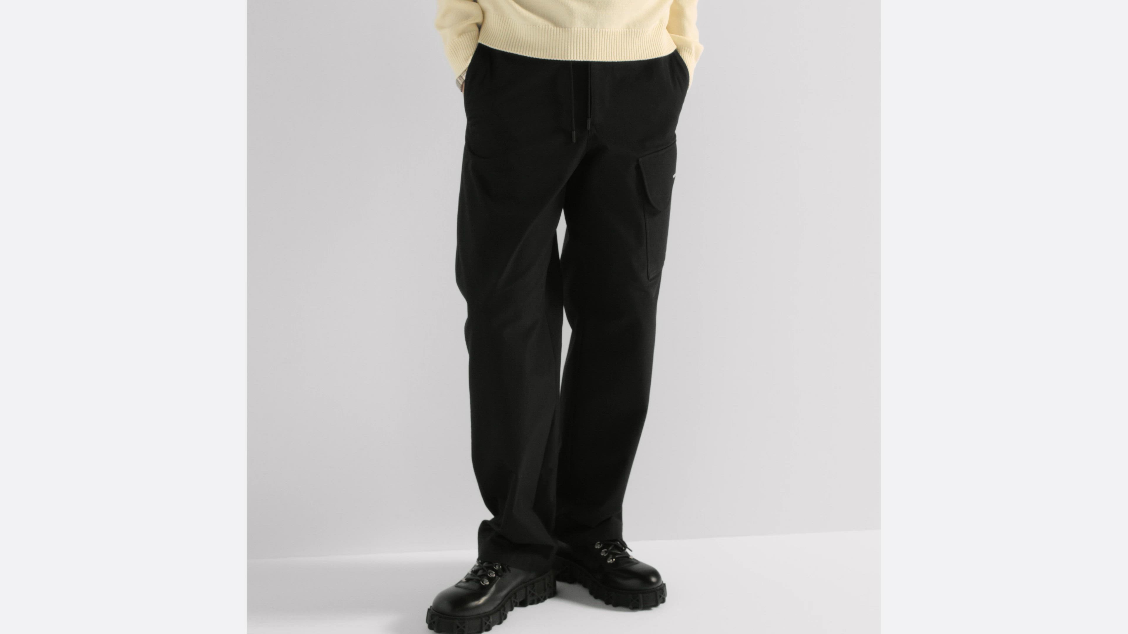 Cargo Pants with Saddle Pocket Black Blended Cotton Twill | DIOR