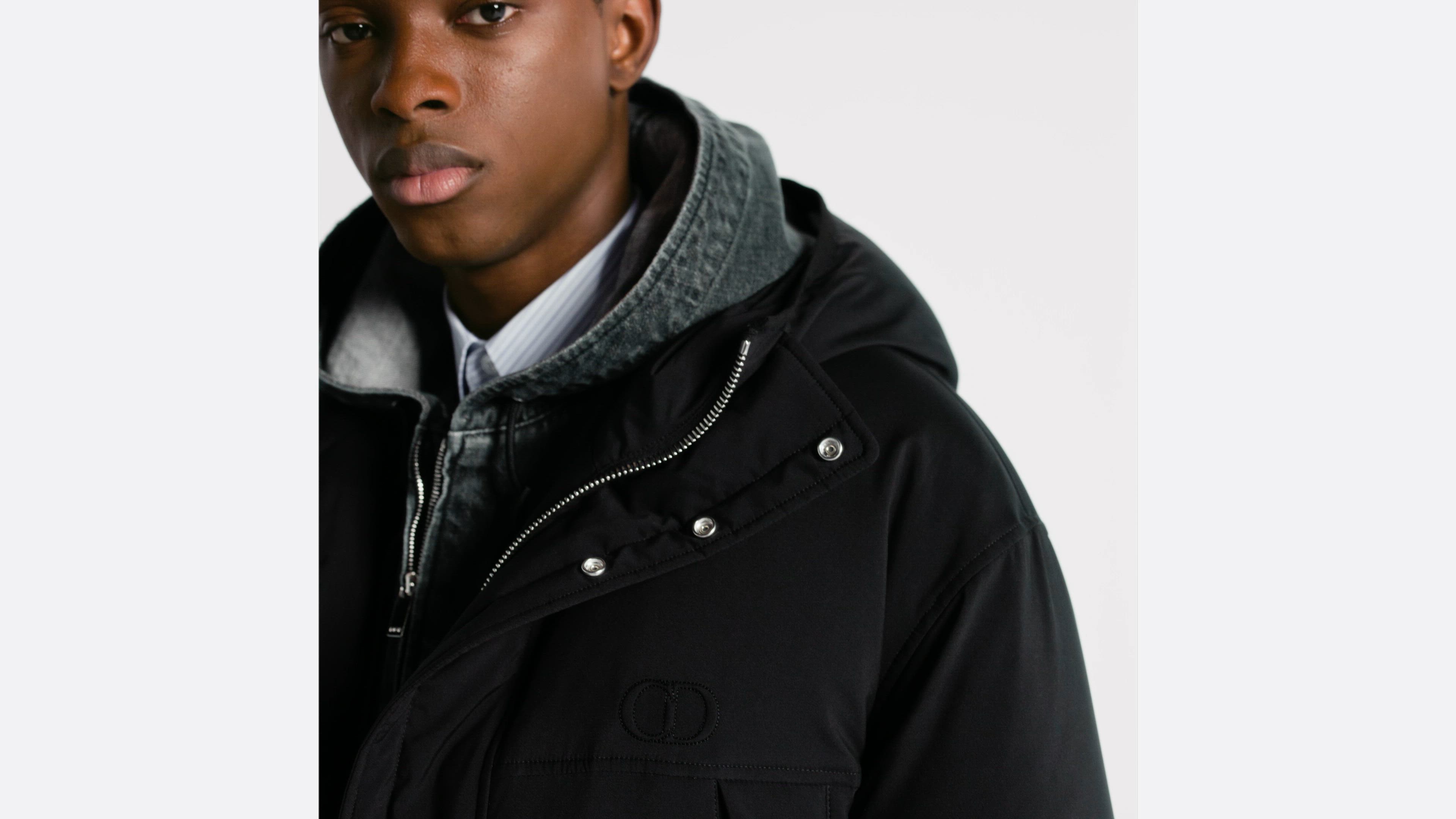 CD Icon Hooded Down Jacket Black Technical Fabric | DIOR