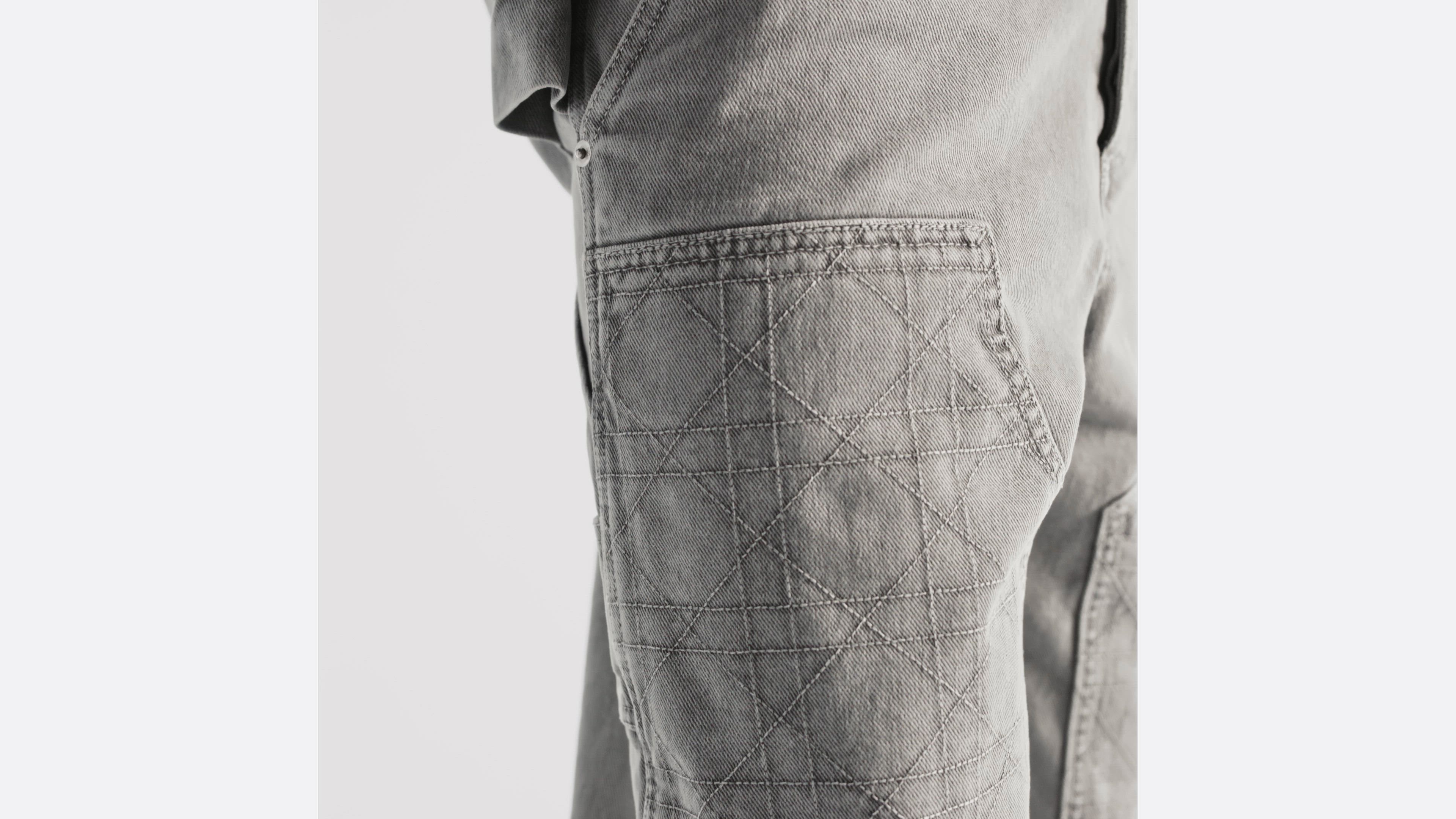 Cannage Carpenter Jeans Gray Cotton Twill | DIOR