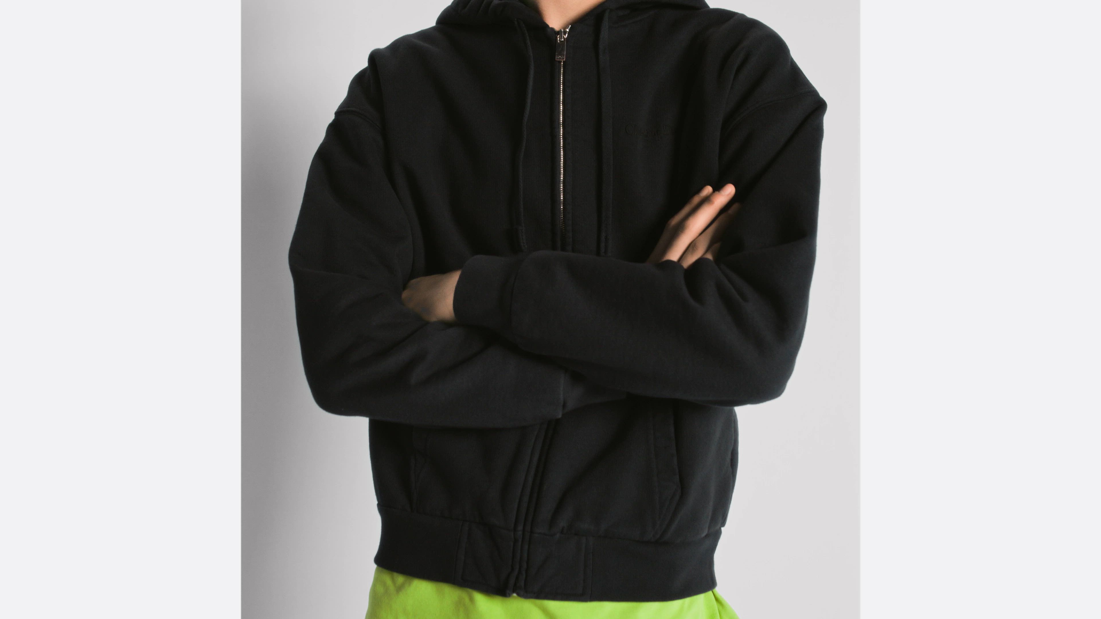 Dior Oblique Hooded Sweatshirt Deep Gray Cotton Fleece | DIOR