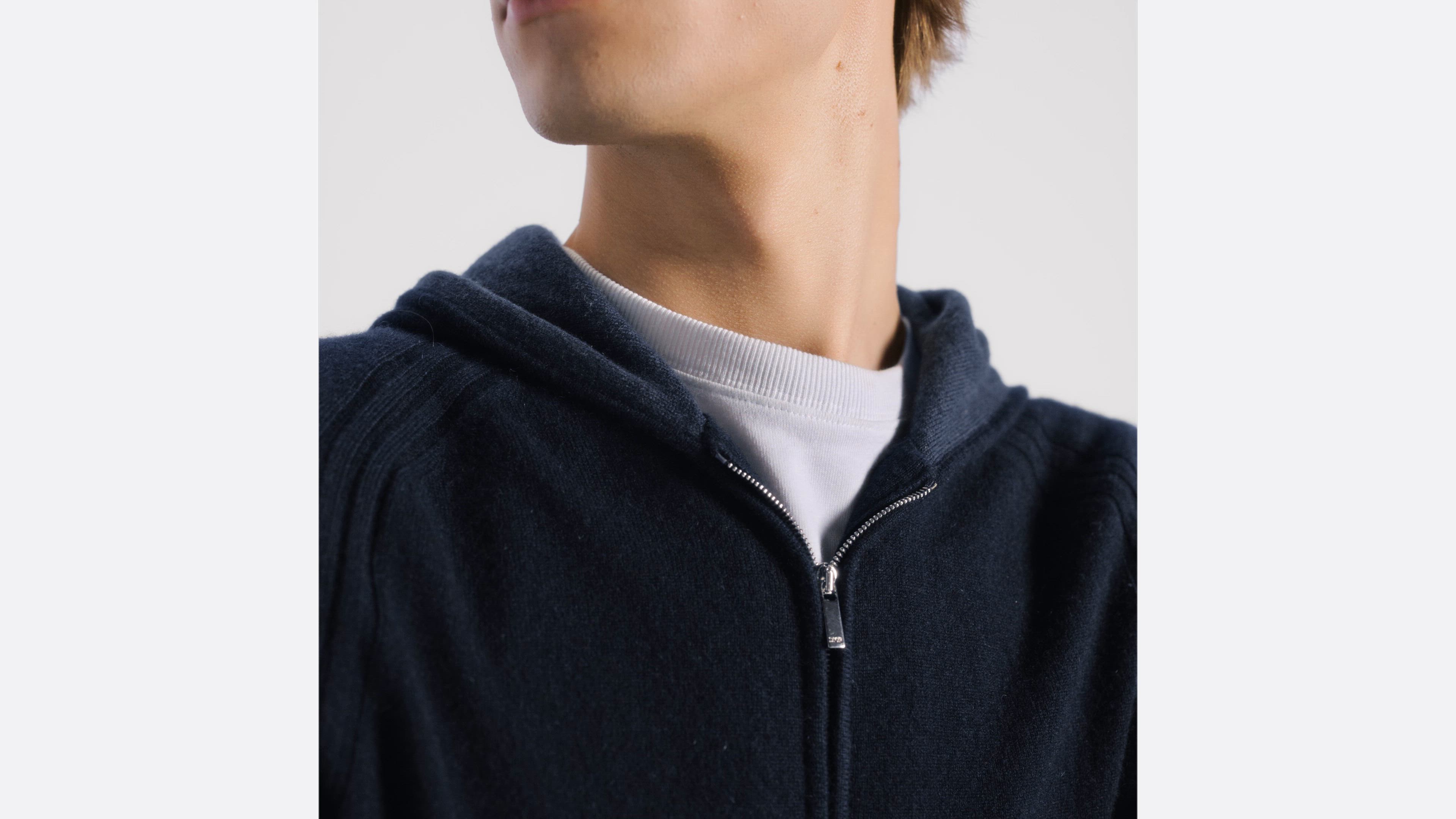 Dior Icons Hooded Sweatshirt Navy Blue Cashmere Jersey | DIOR