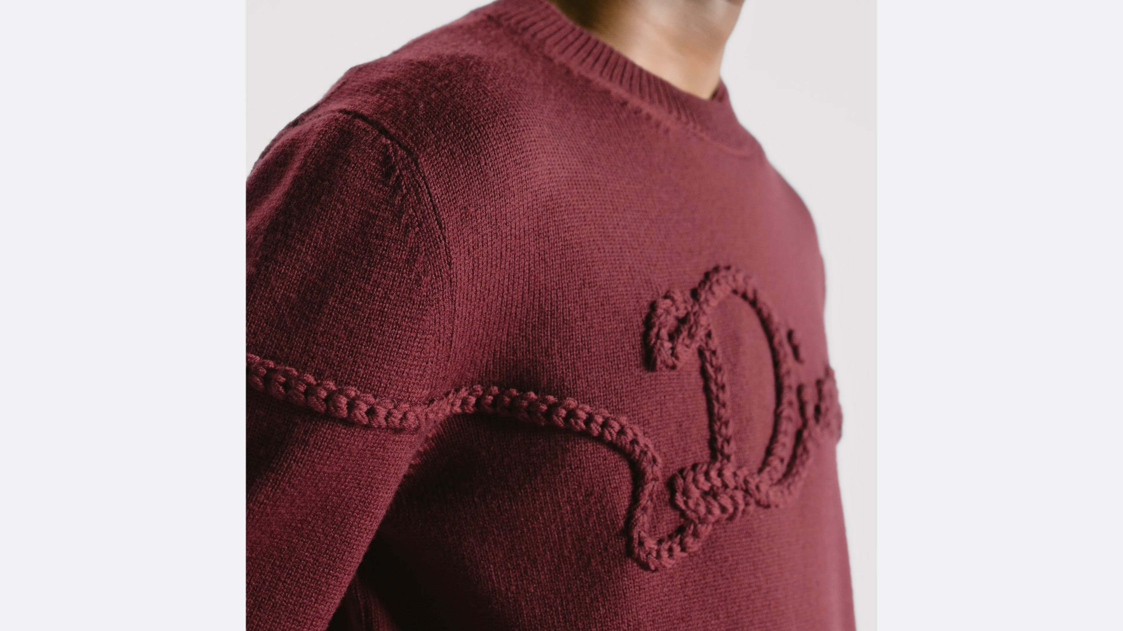 Dior Ribbon Sweater Burgundy Wool Jersey | DIOR