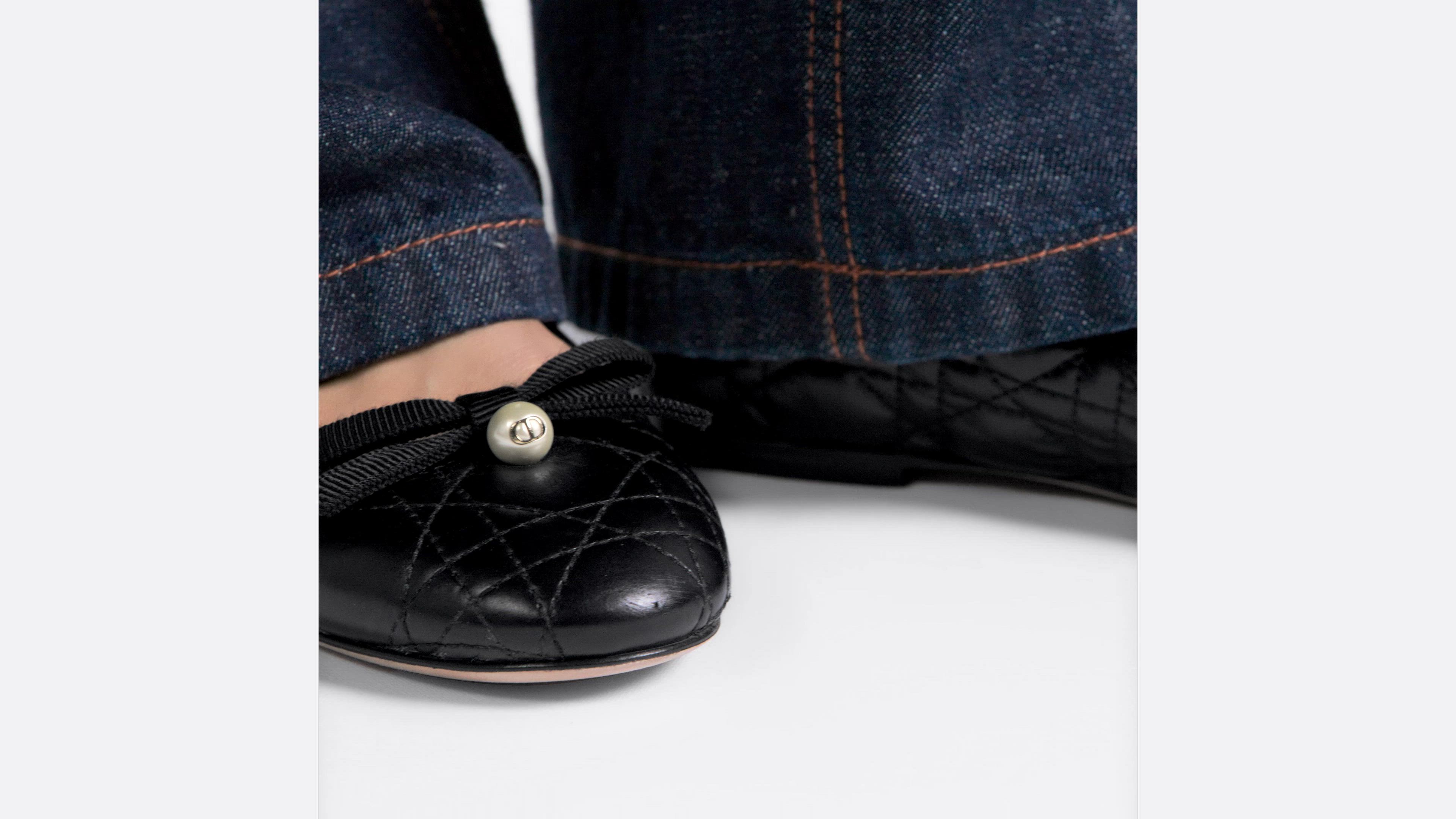 Dior Ballet Flat Black Quilted Cannage Calfskin | DIOR