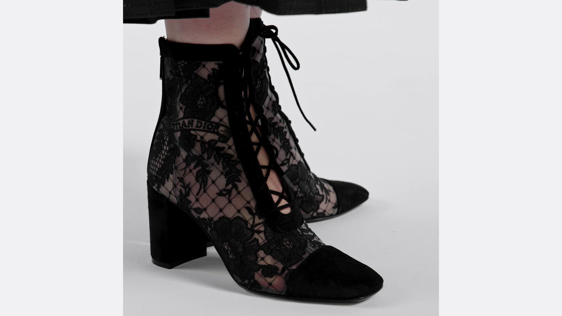 Naughtily-D Heeled Ankle Boot Transparent Mesh with Black Dior