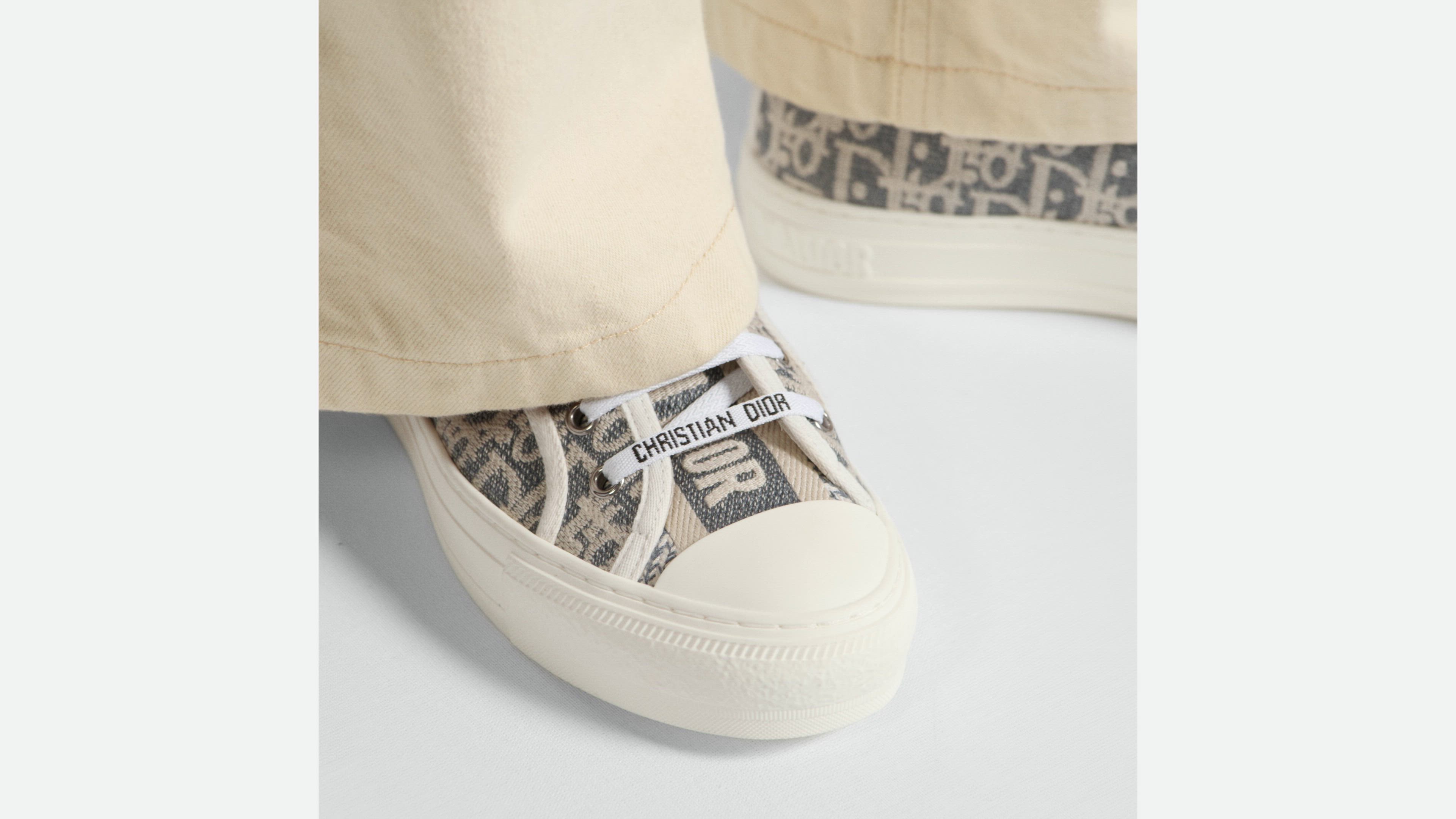 現行型　ディオール オブリーク エンブロイダリー コットン ベージュ スニーカー DIOR | Walk'n'Dior スニーカー ディオール オブリーク エン