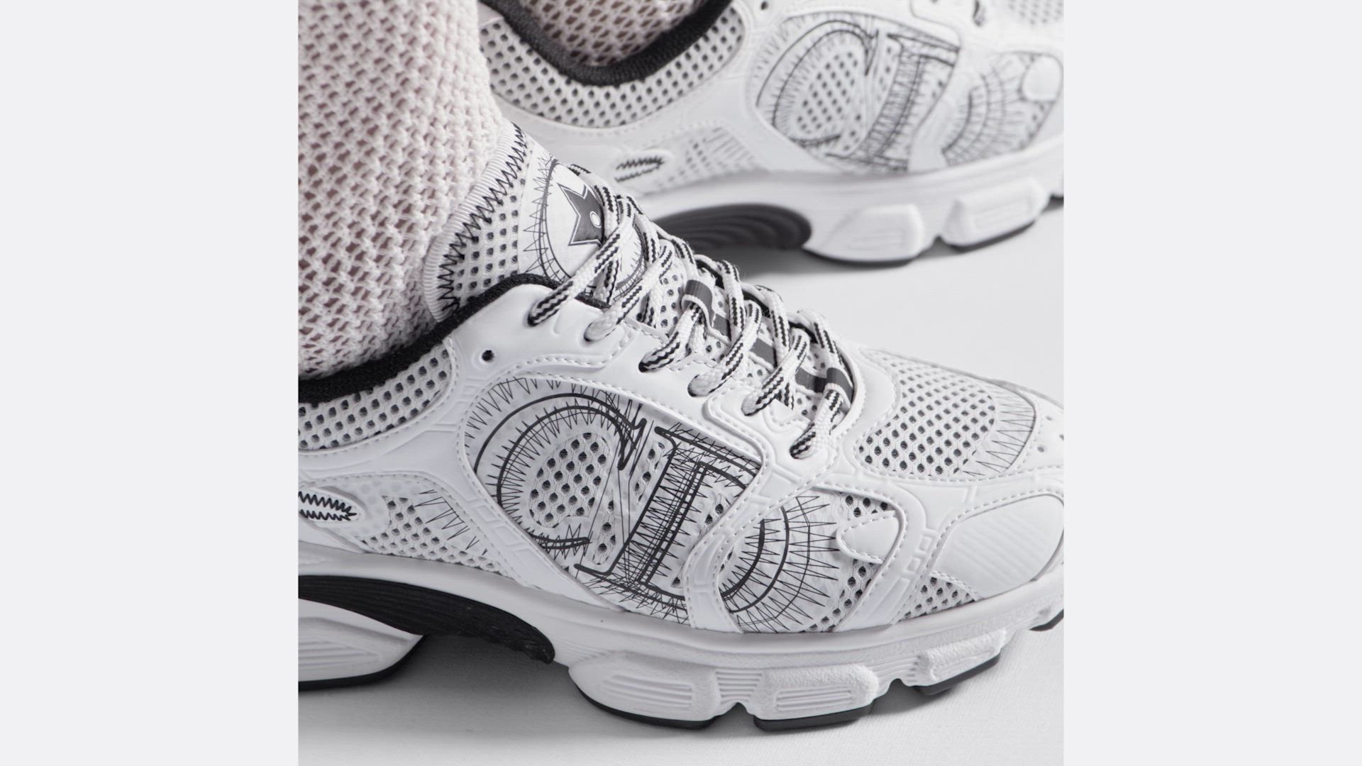 Dior Chrono Sneaker Mesh with White and Black Leather-Effect
