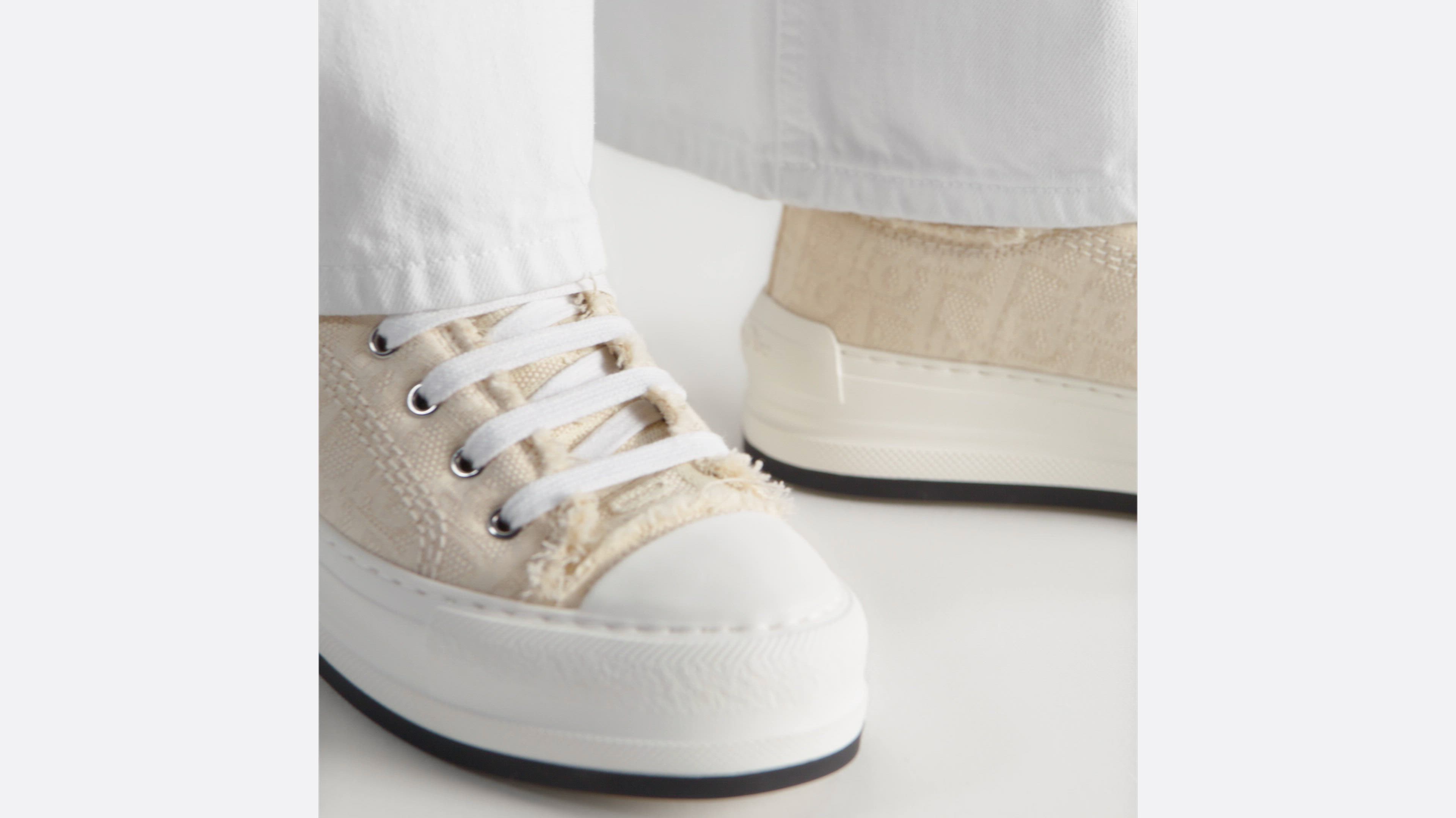 Walk'n'Dior Platform Sneaker Fringed Cotton Embroidered with