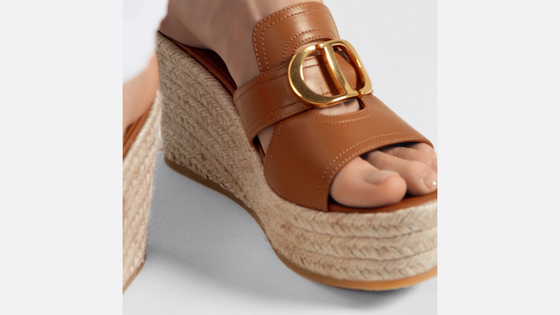 30 Montaigne Wedge Slide Camel Calfskin | DIOR