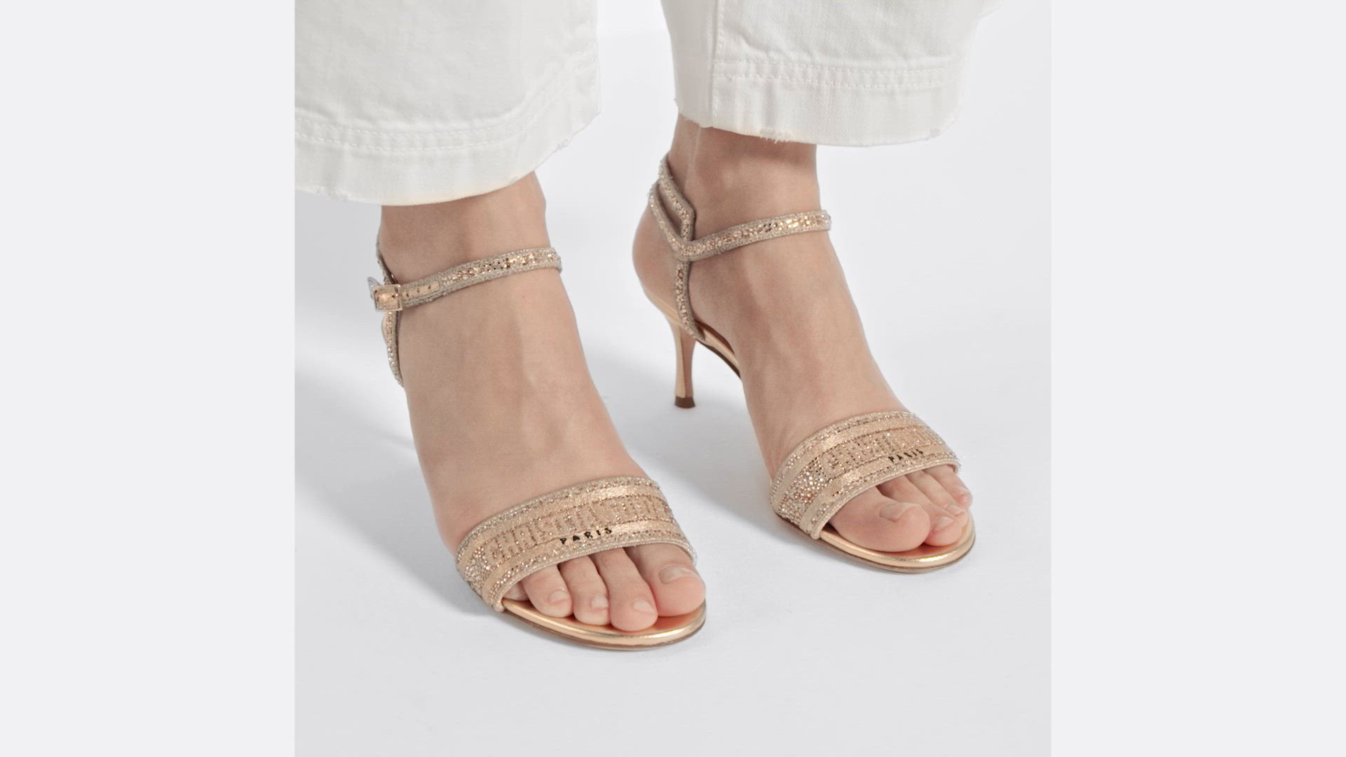 Dway Heeled Sandal Cotton Embroidered with Metallic Thread and