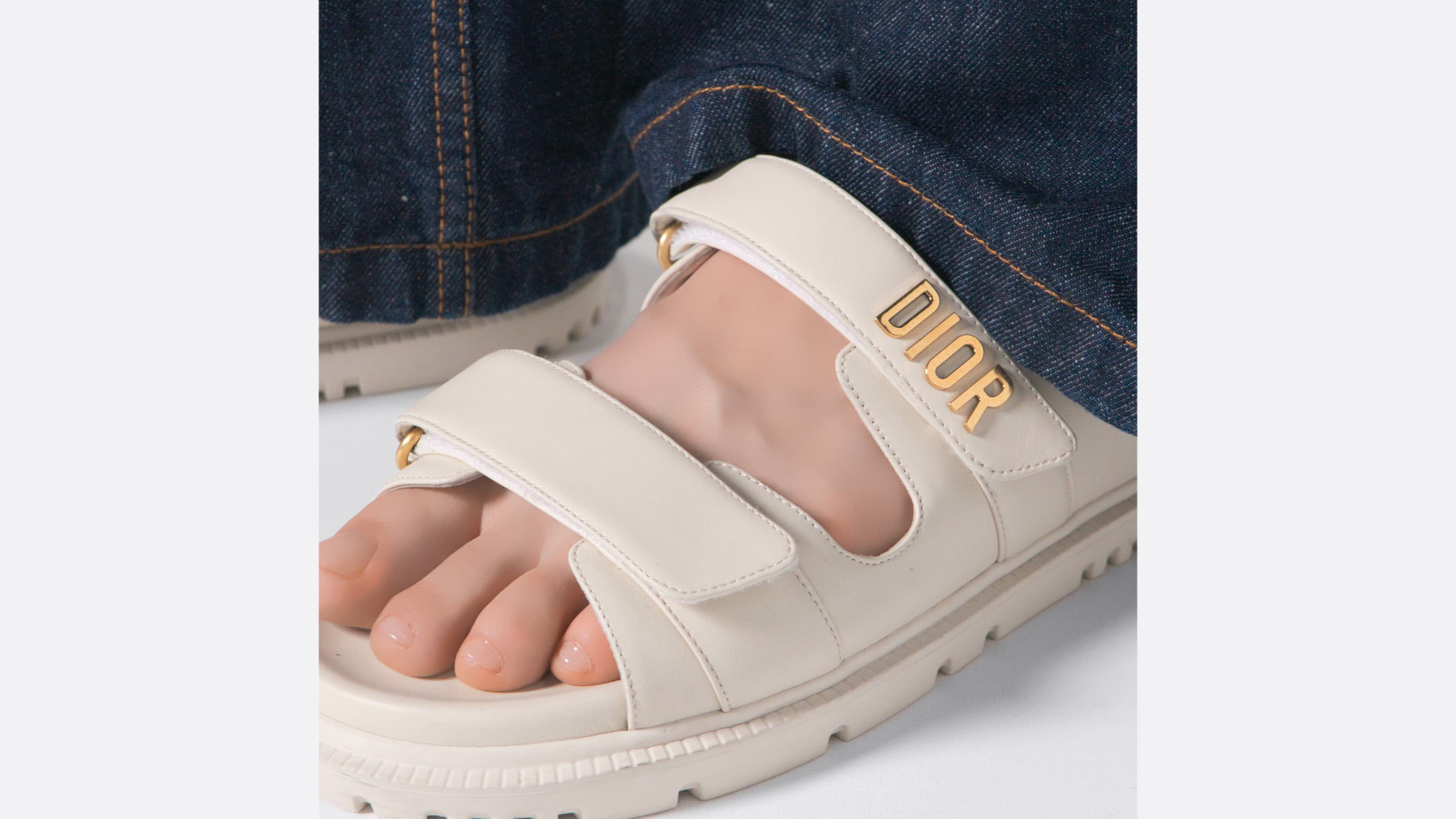 Dioract Slide White Lambskin | DIOR US