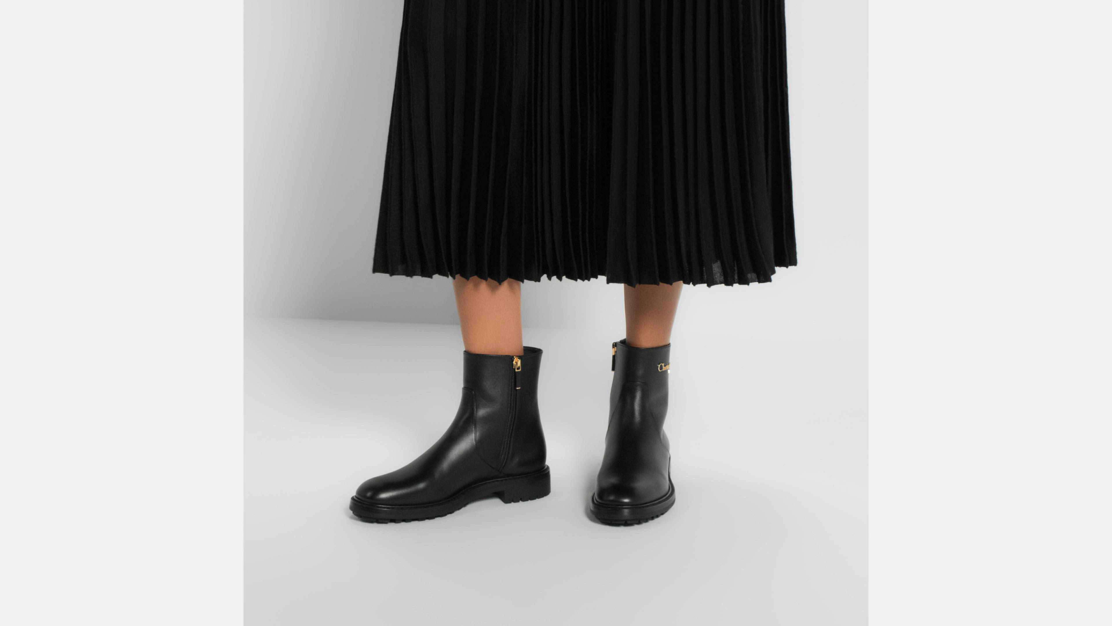 D-Town Ankle Boot Black Brushed Calfskin | DIOR