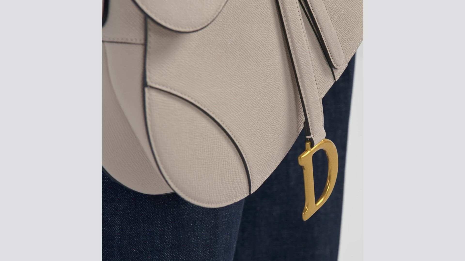 Saddle Bag with Strap Powder Beige Grained Calfskin | DIOR