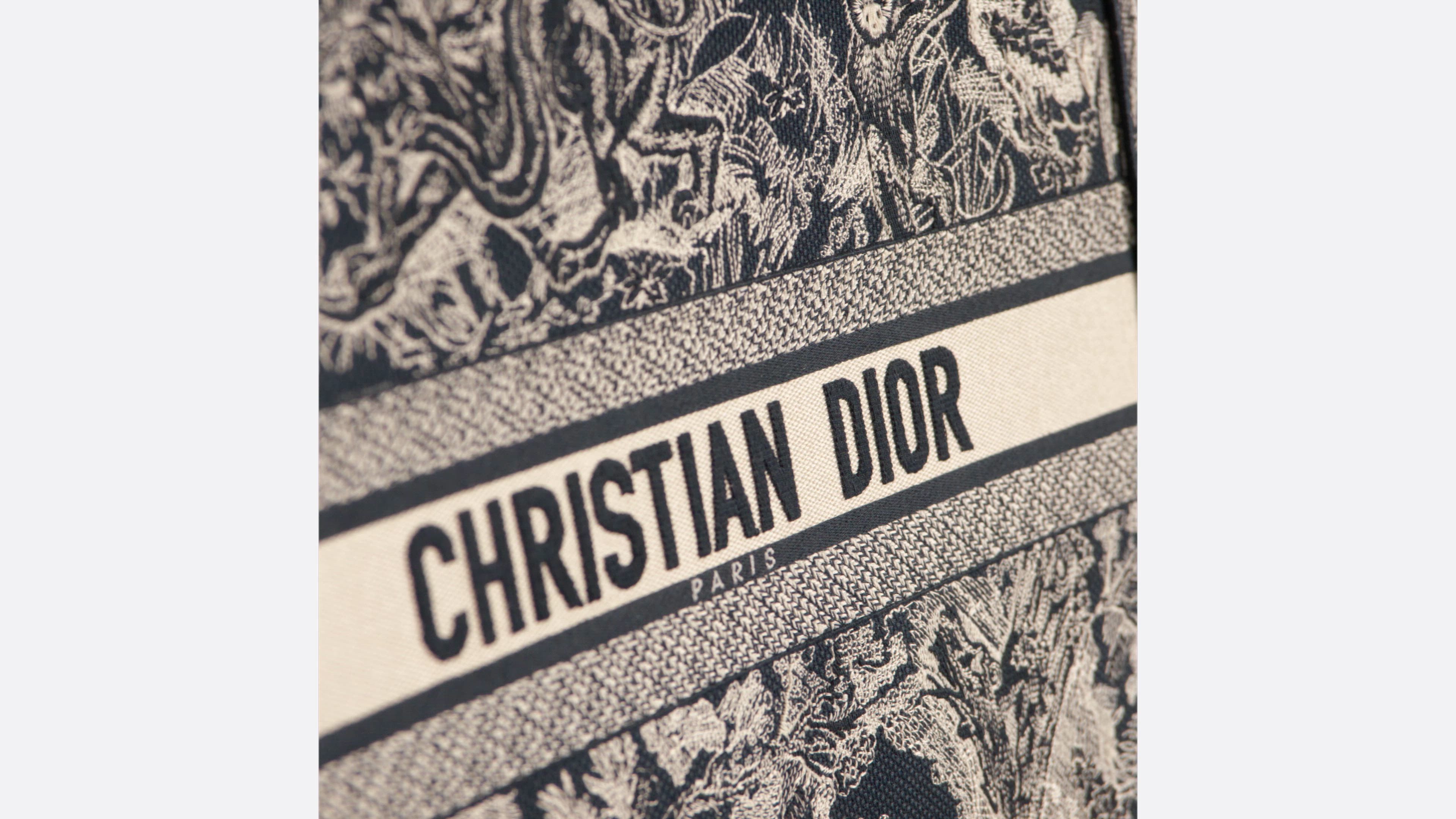 Large Dior Book Tote Blue and Ecru Toile de Jouy Reverse