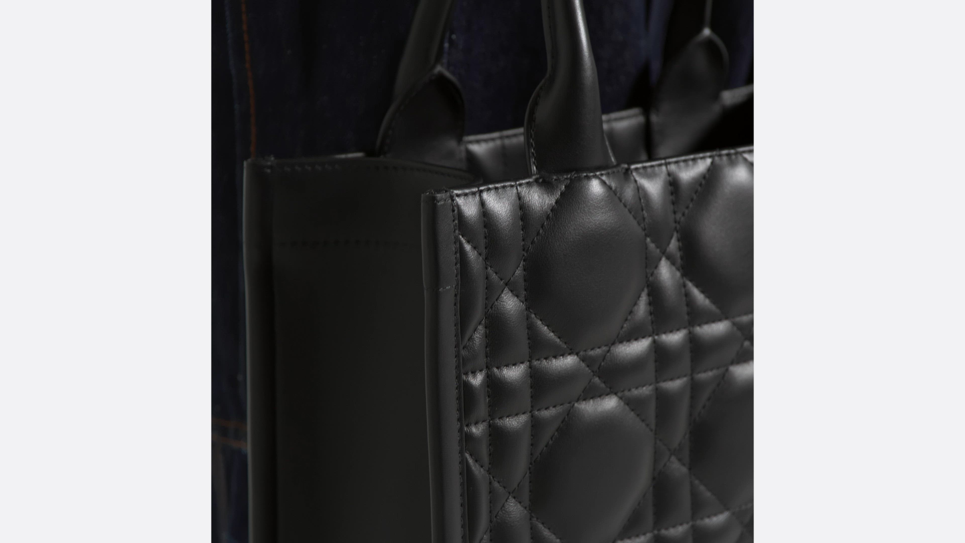 Small Dior Book Tote Black Macrocannage Calfskin (26.5 x 22