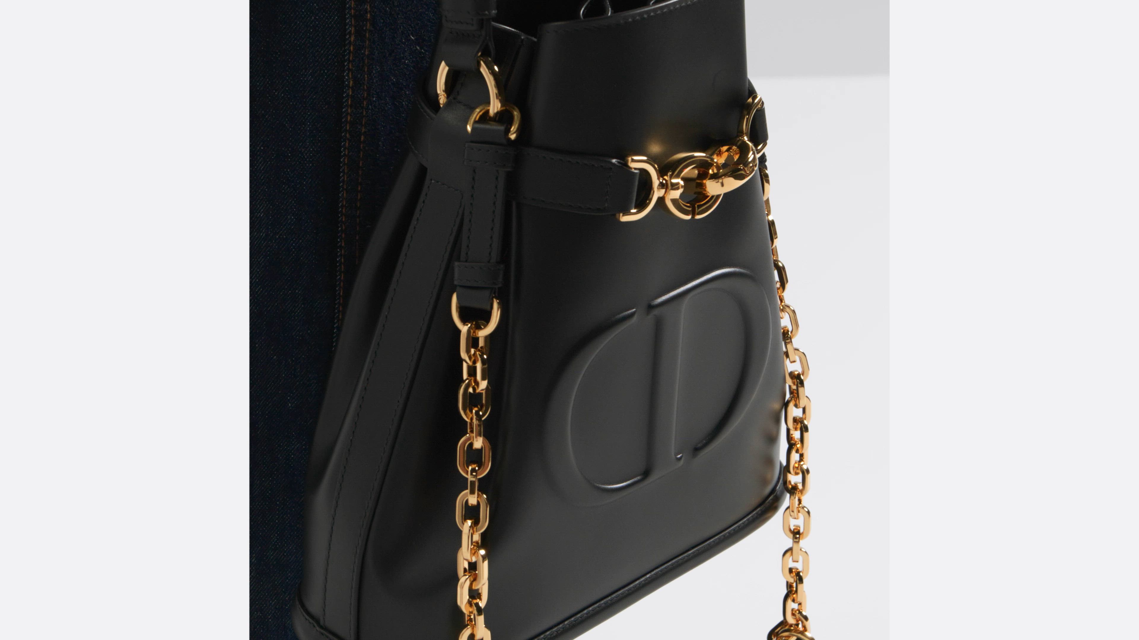 Medium C'est Dior Bag Black CD-Embossed Calfskin | DIOR