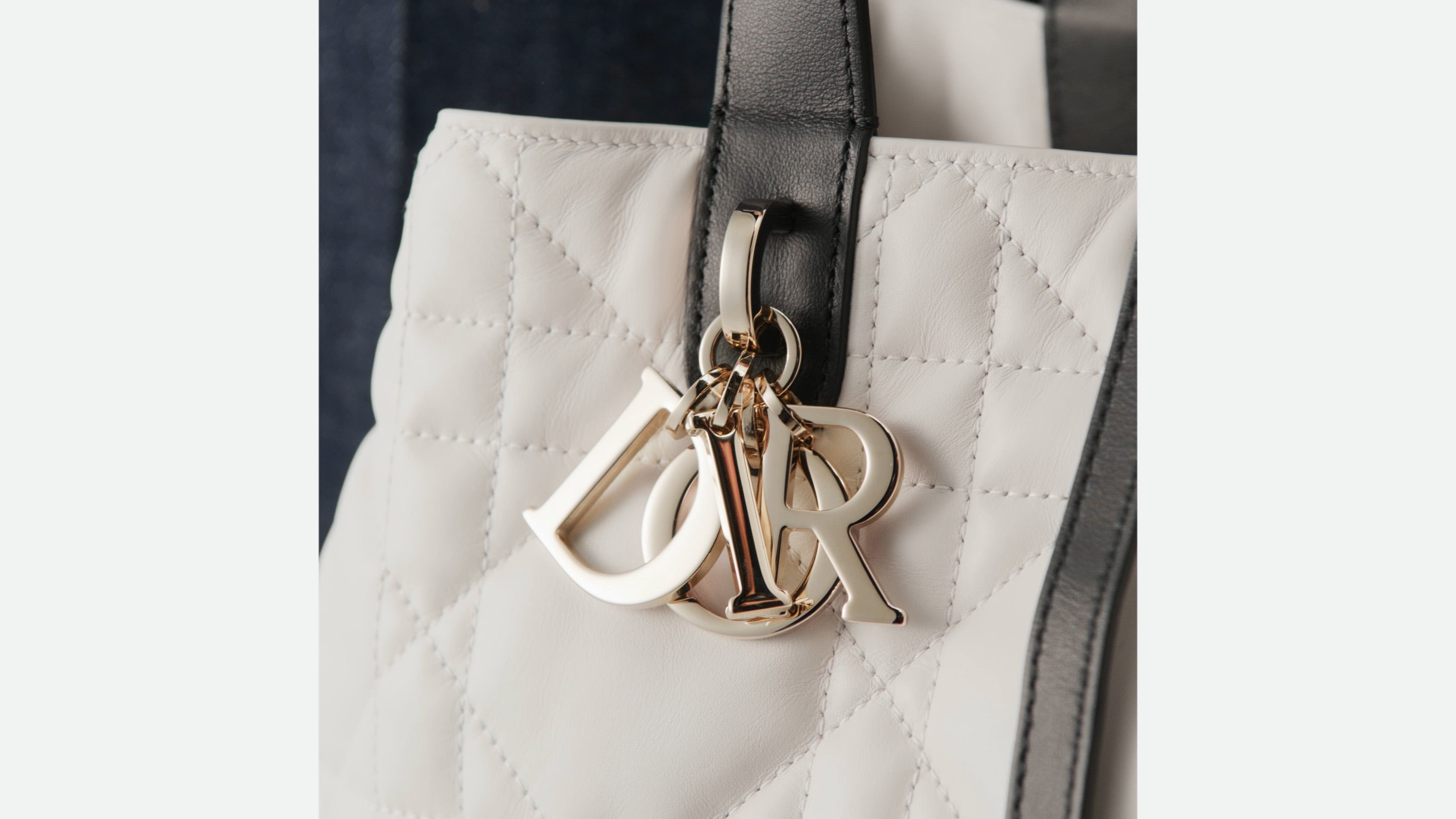 Medium Dior Toujours Bag Latte and Black Macrocannage Calfskin | DIOR
