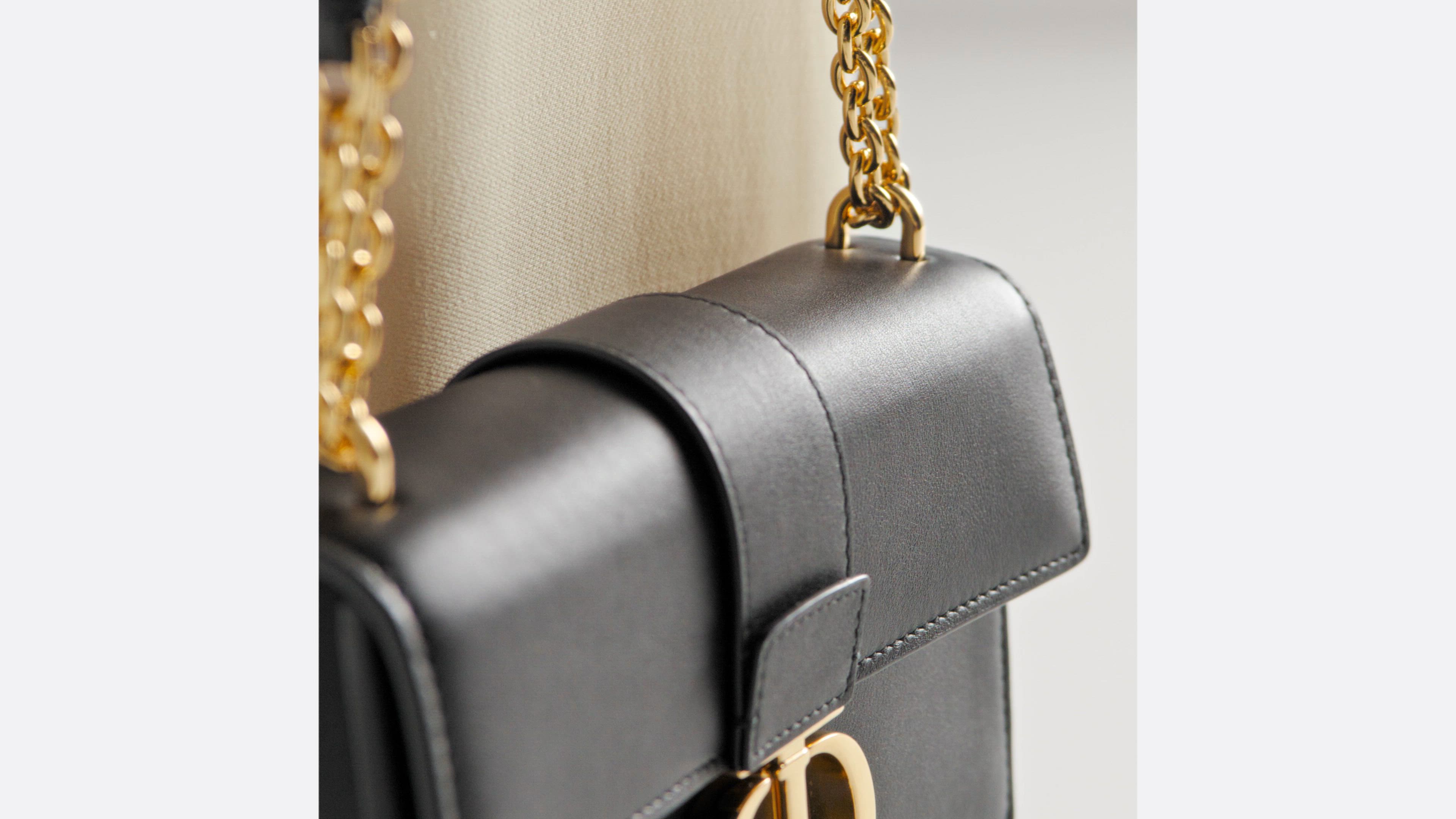 30 Montaigne East-West Bag with Chain Black Calfskin | DIOR