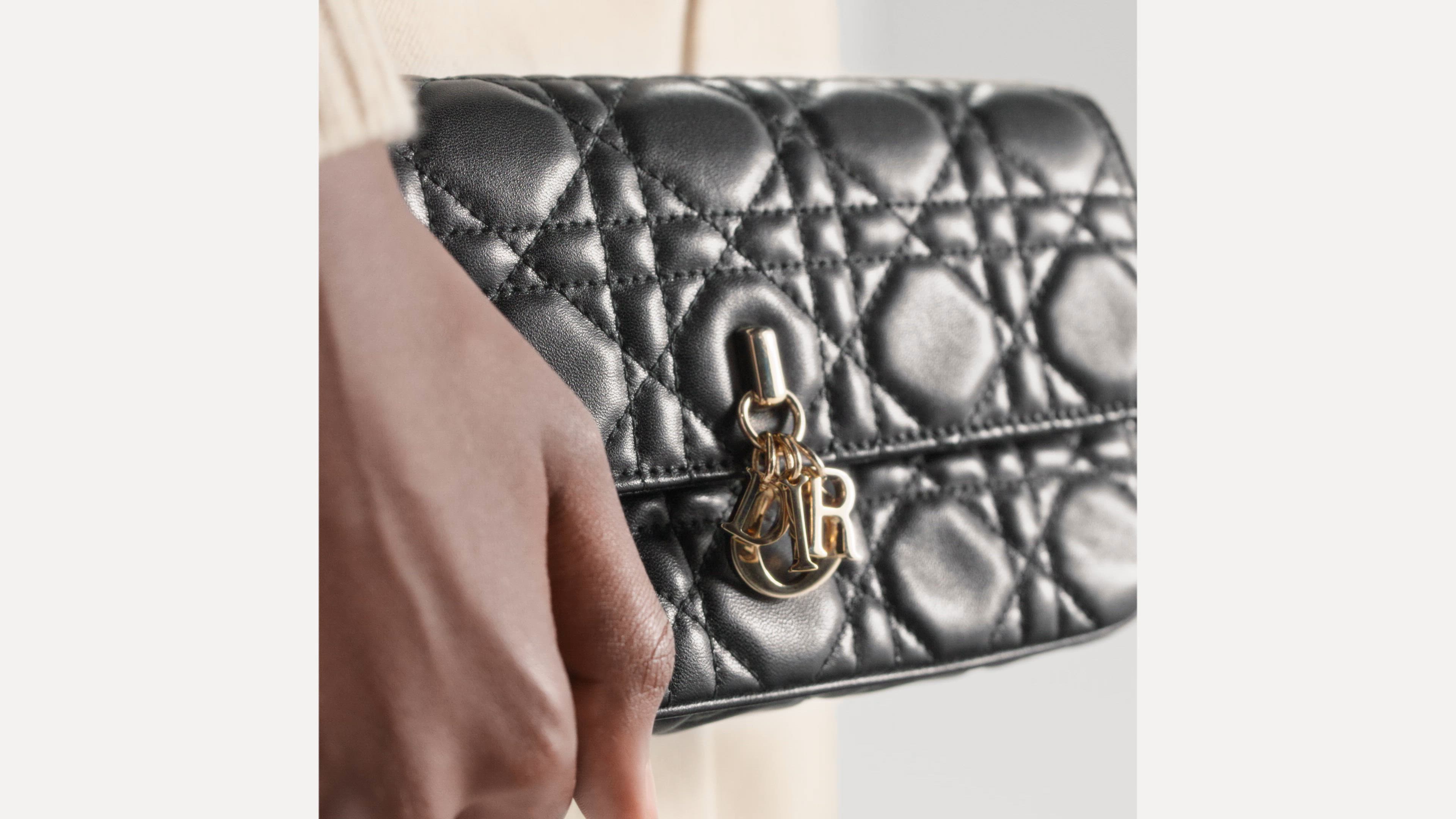 My Dior Pouch with Chain Black Cannage Lambskin | DIOR