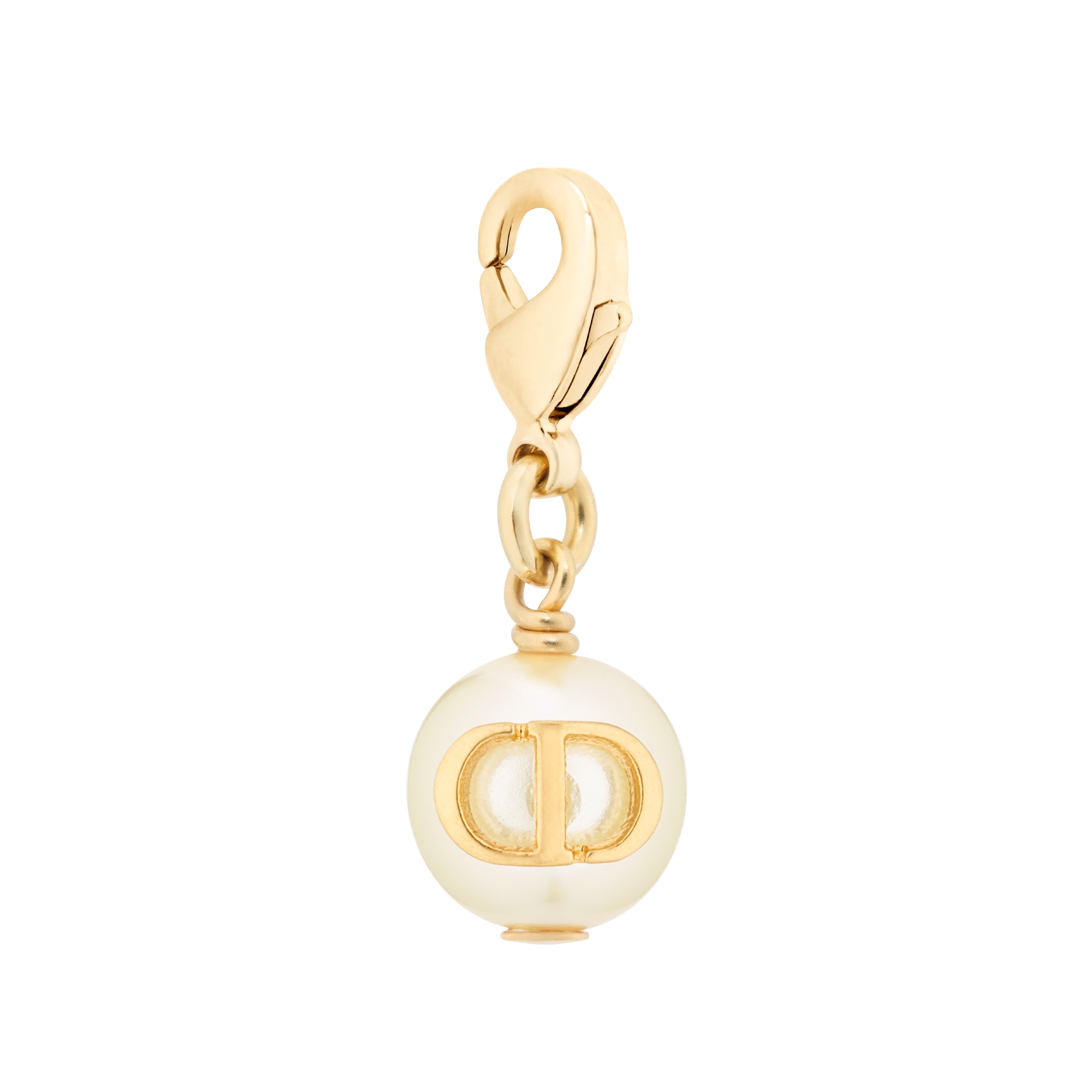Dior Lucky CD Pearl Charm Gold-Finish Metal and White Resin Pearl